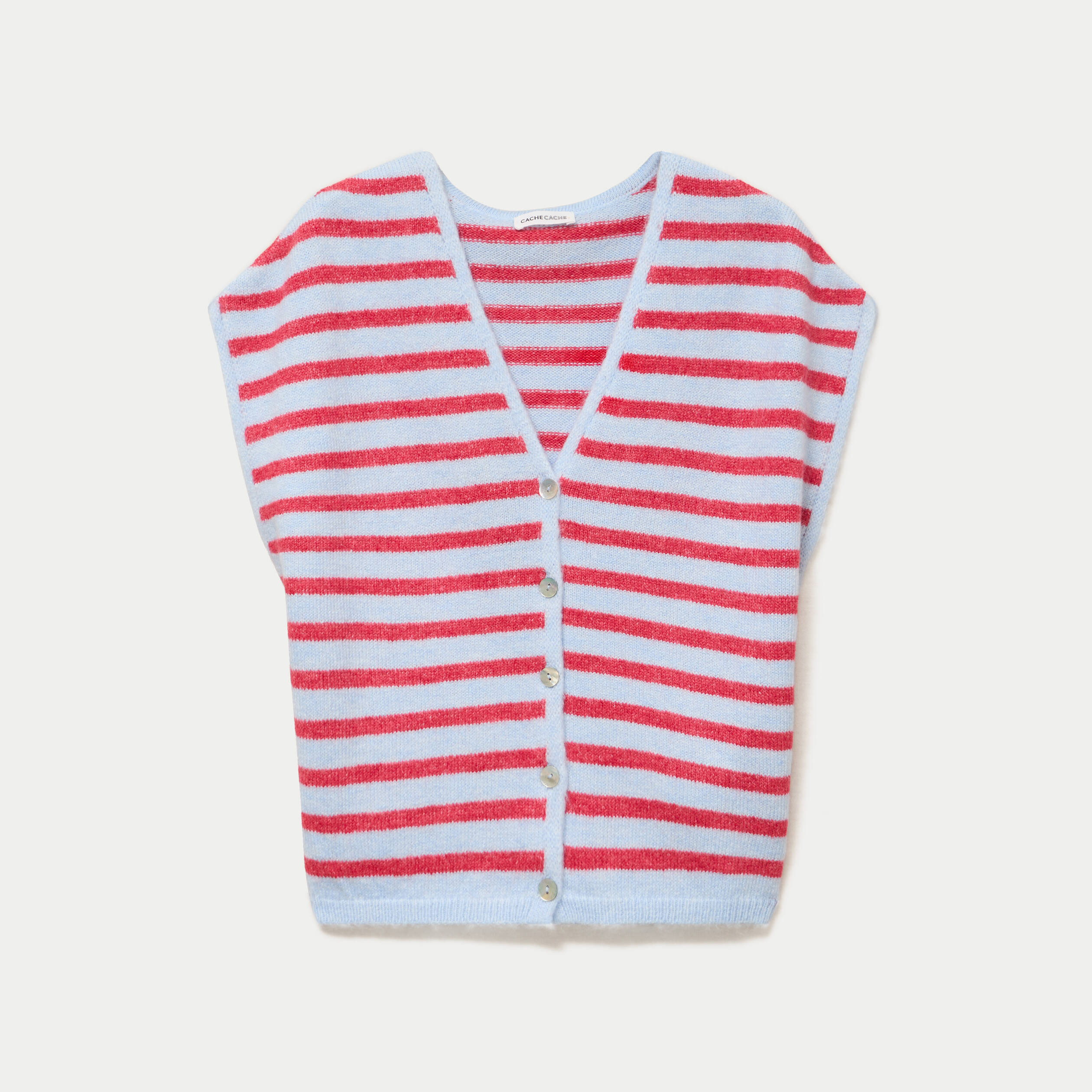 Gilet sans manches col v bleu femme