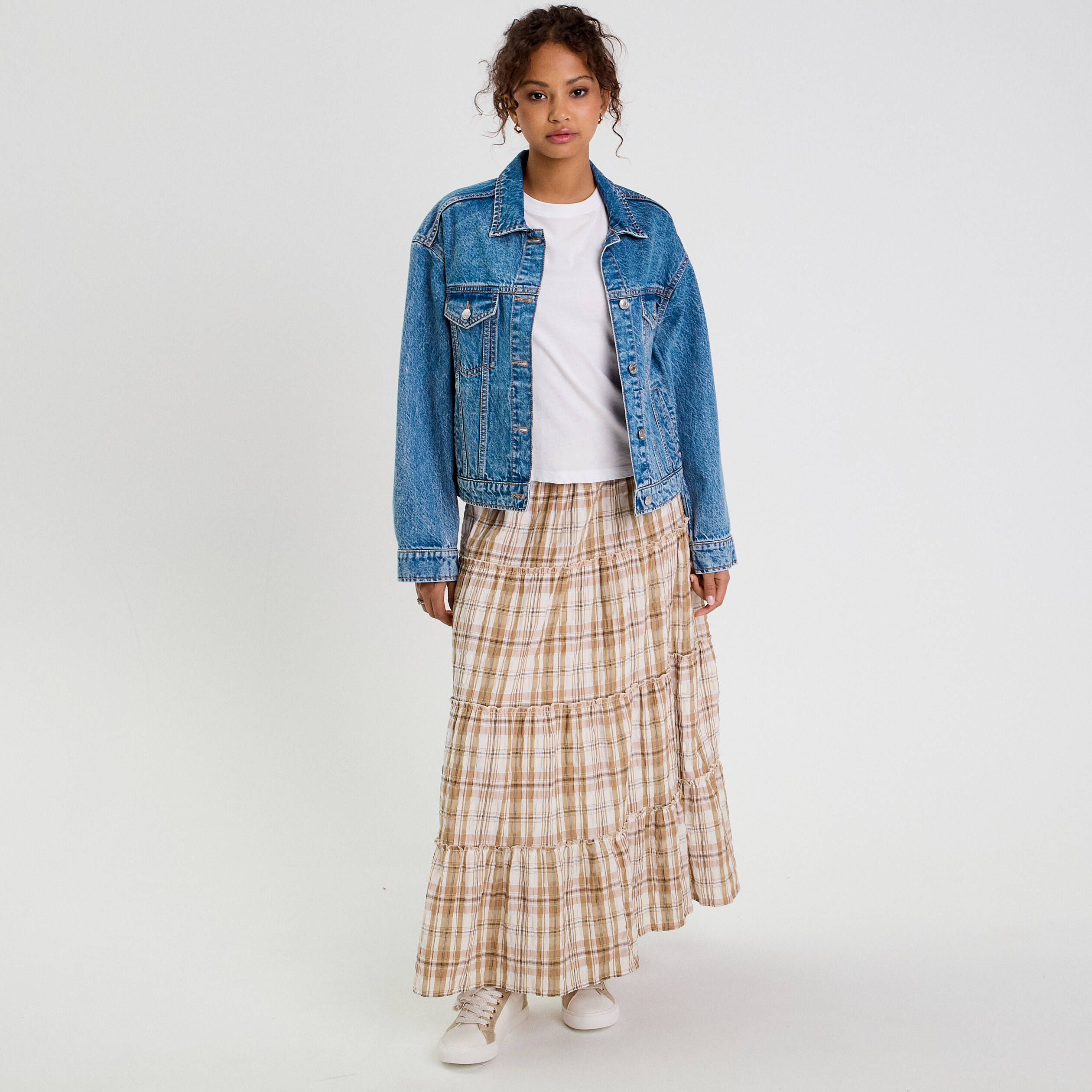 Mango - Blouse avec ourlet à volants - Naturel
