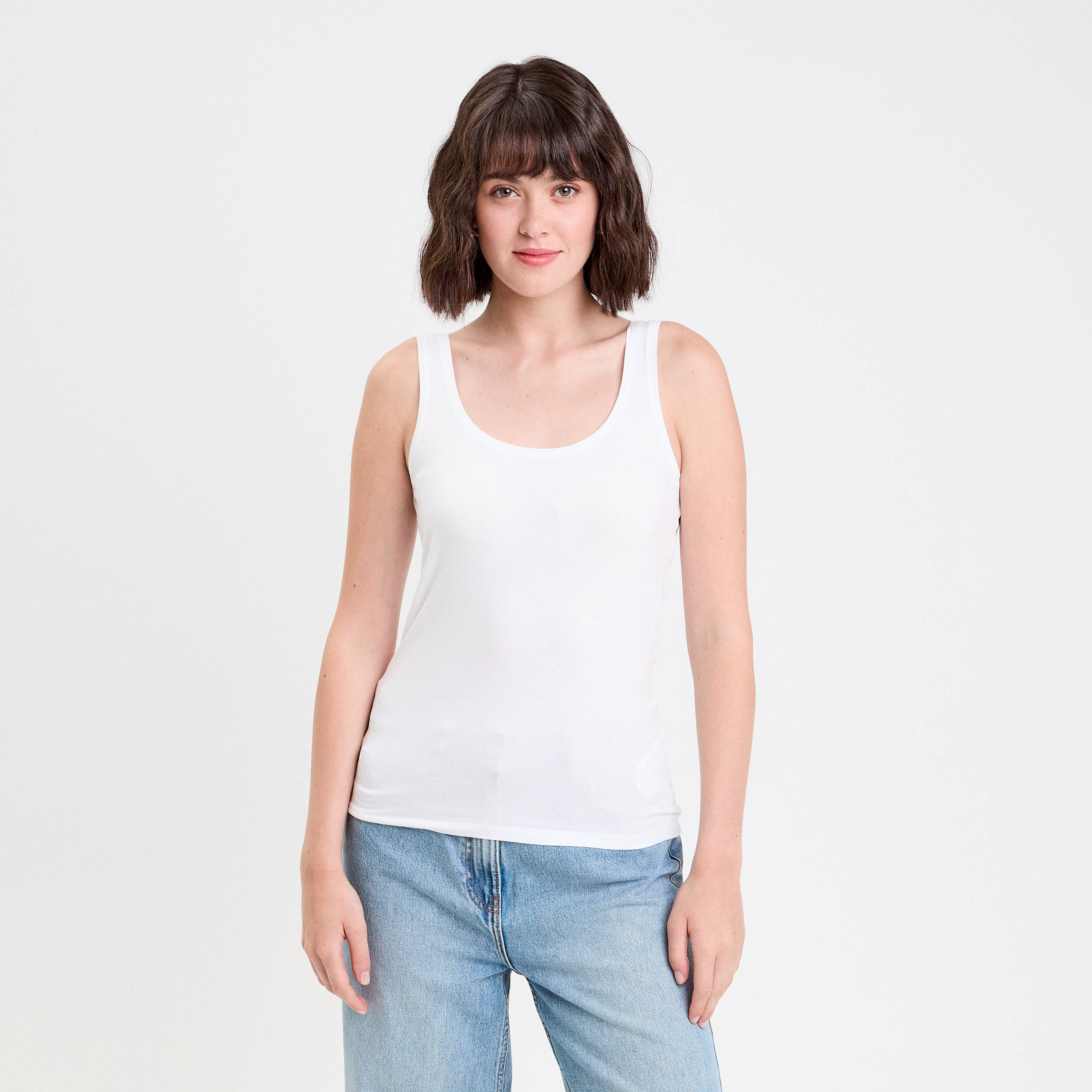 Débardeur bretelles larges blanc femme