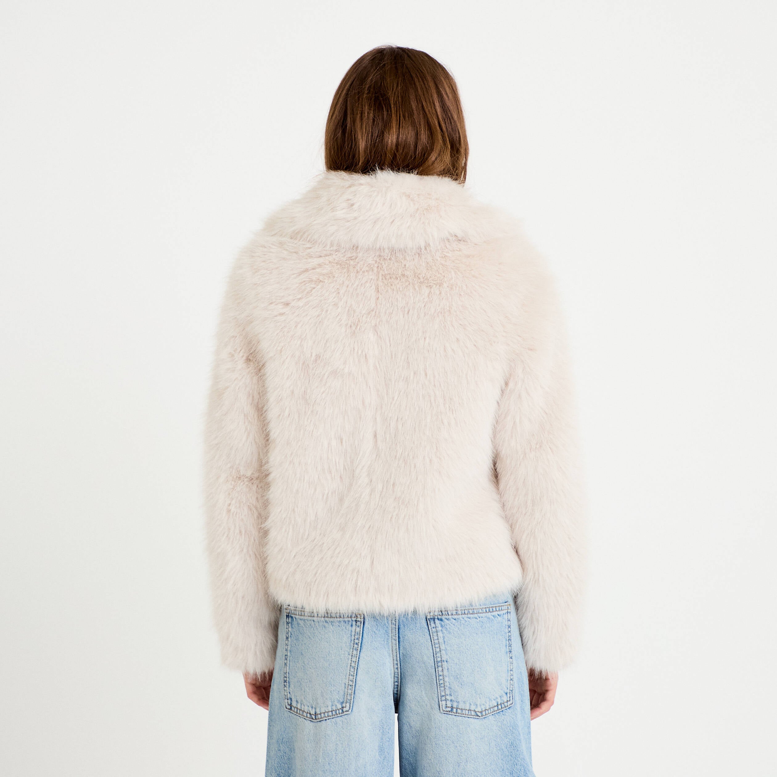 Manteau fausse fourrure ivoire femme