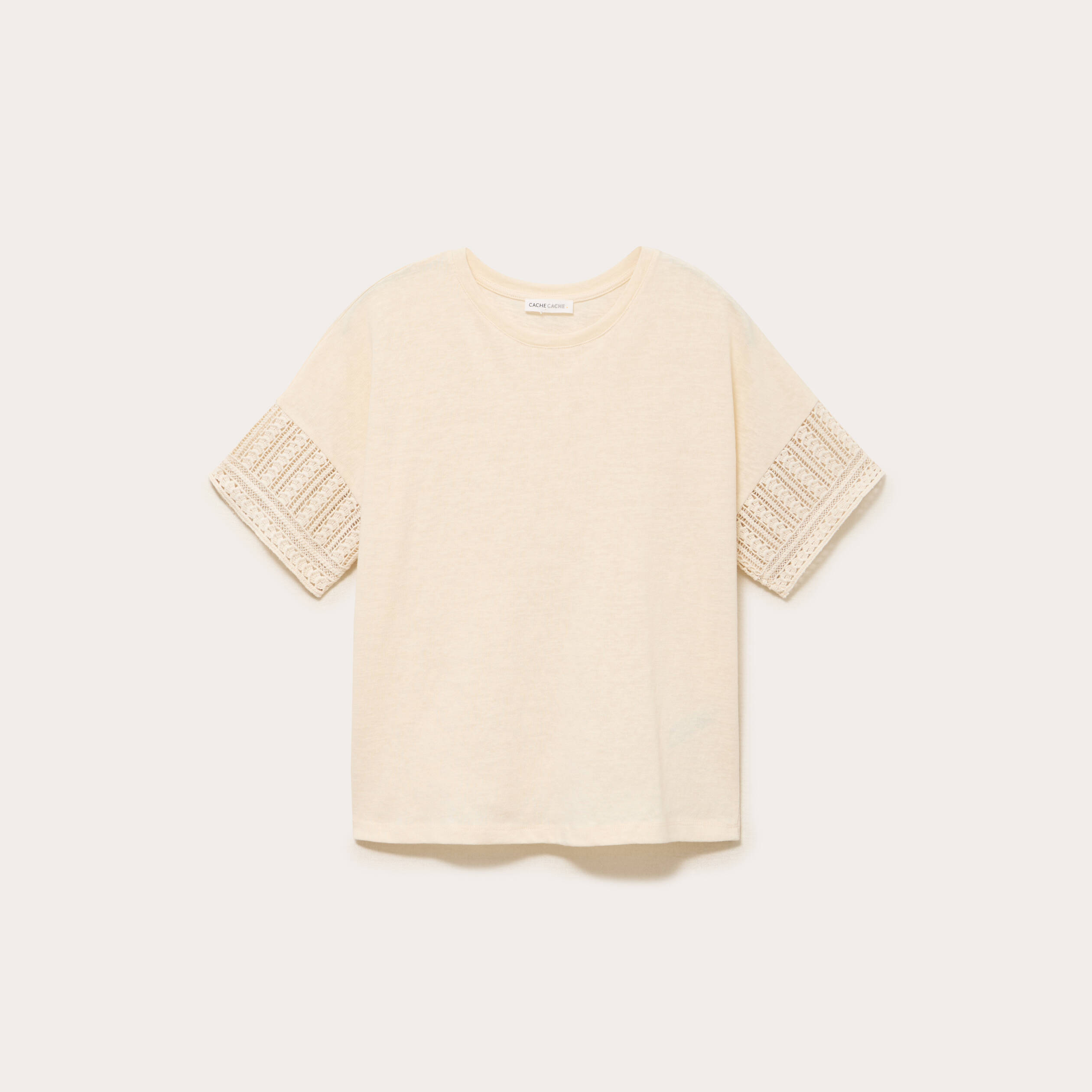 T-shirt manches courtes ecru femme