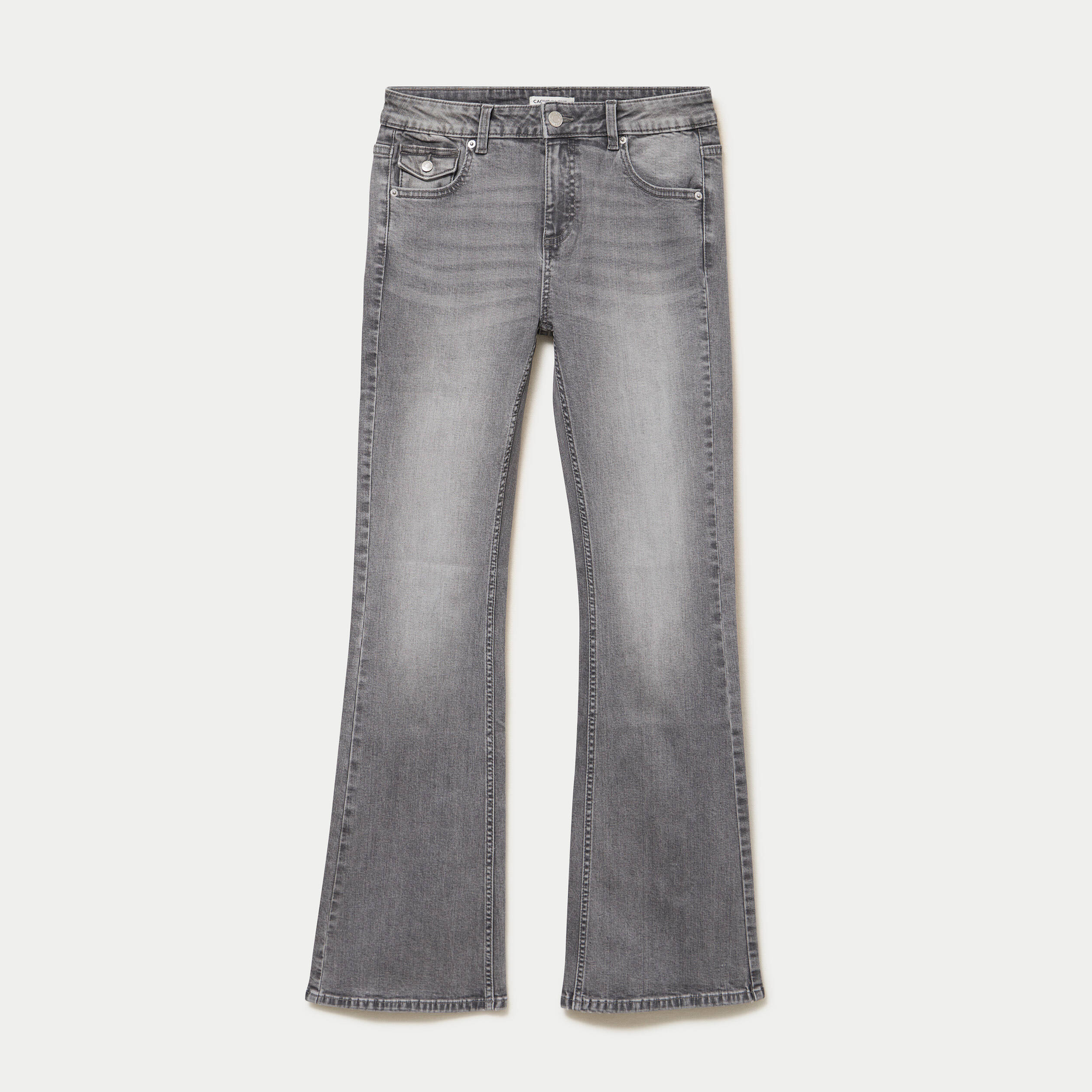 Jean bootcut taille basse denim gris femme