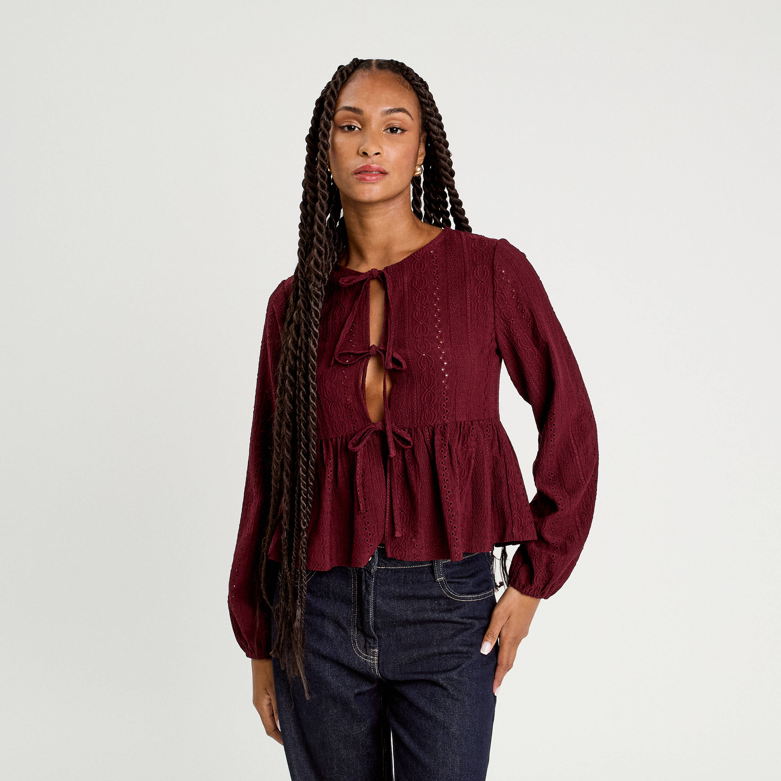 blouse broderie anglaise violet fonce femme Blouse broderie anglaise violet foncé femme