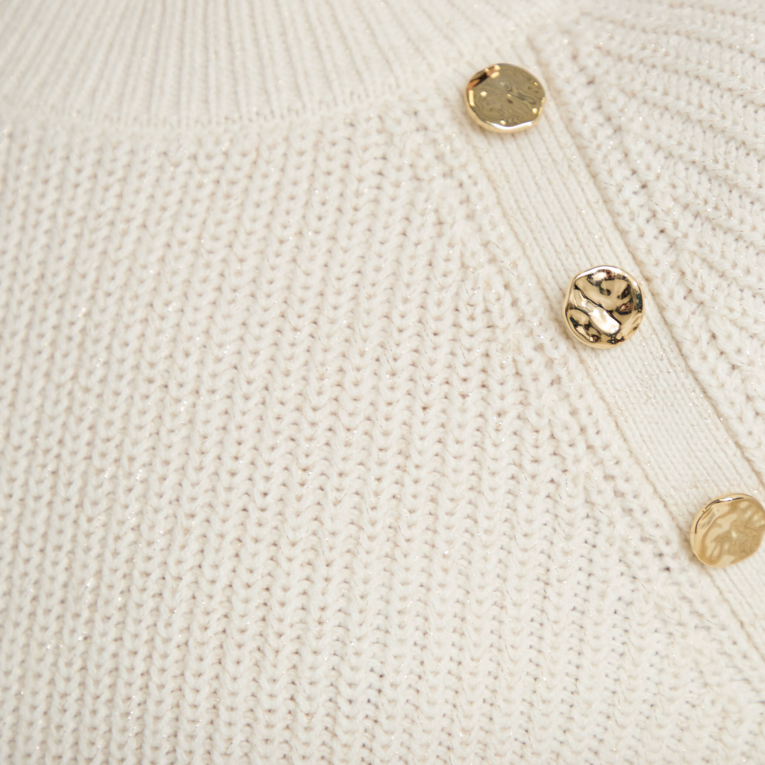 Robe pull d&eacute;tails de boutons ecru femme