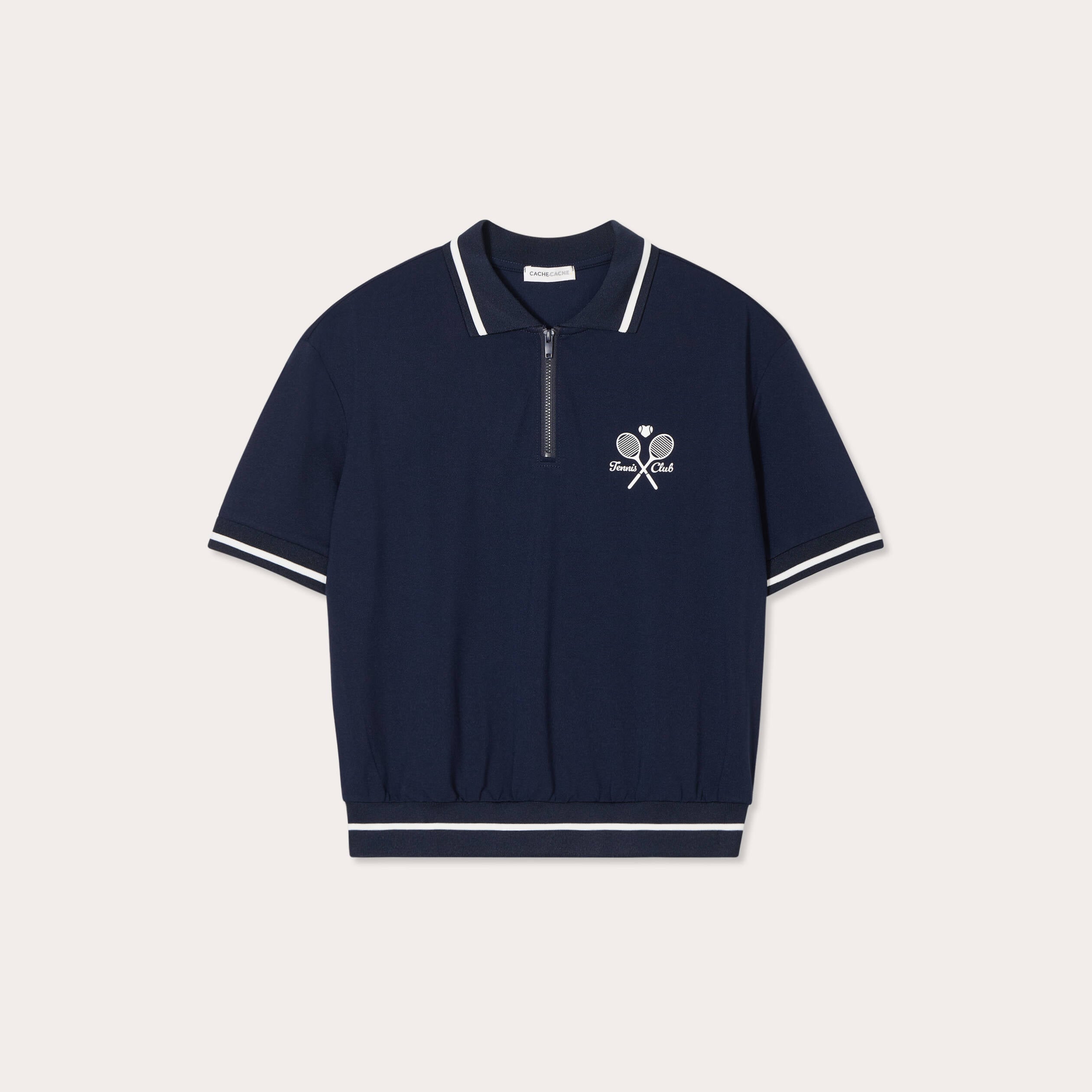 Polo manches courtes bleu marine femme