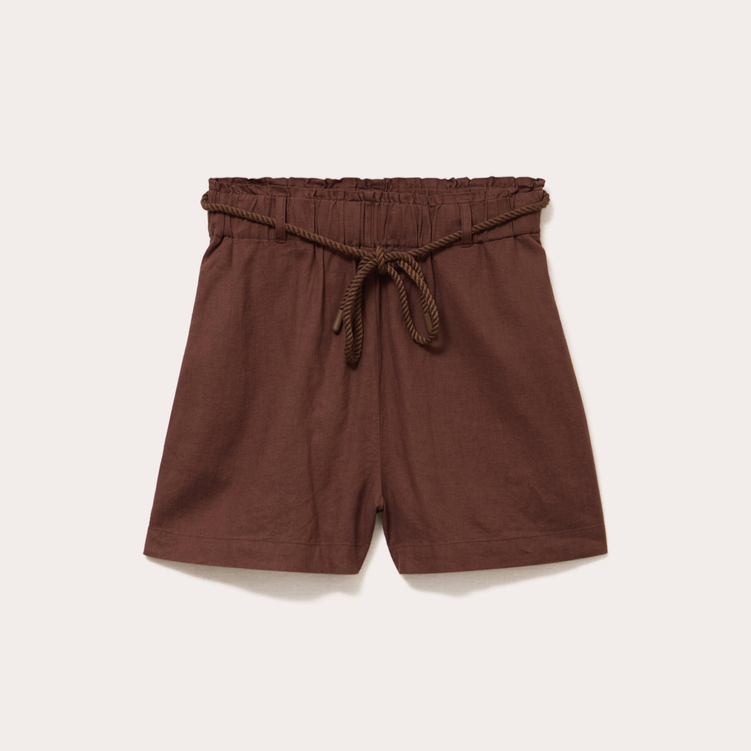 Short regular contenant du lin marron femme