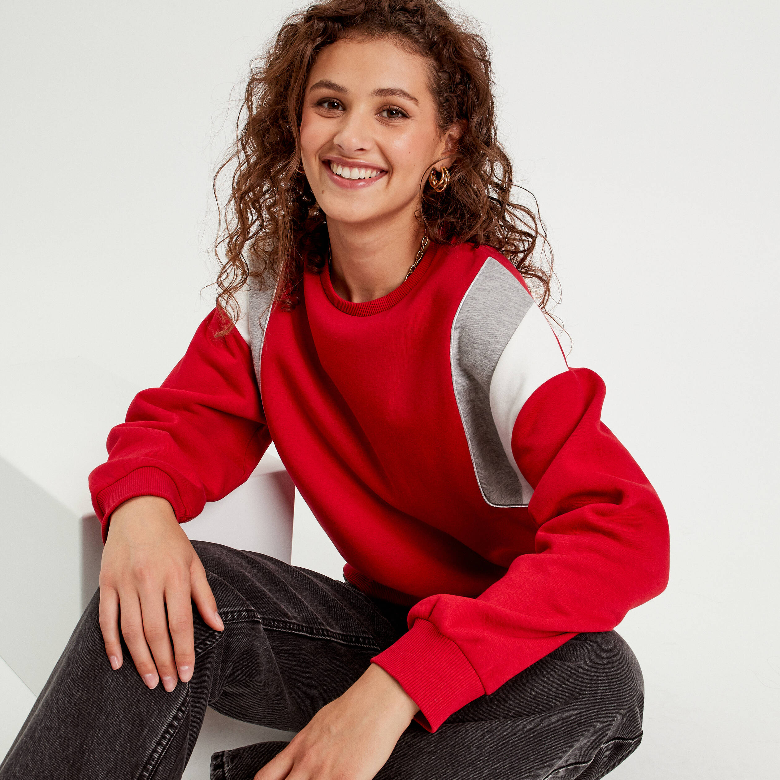 Sweat manches longues rouge femme
