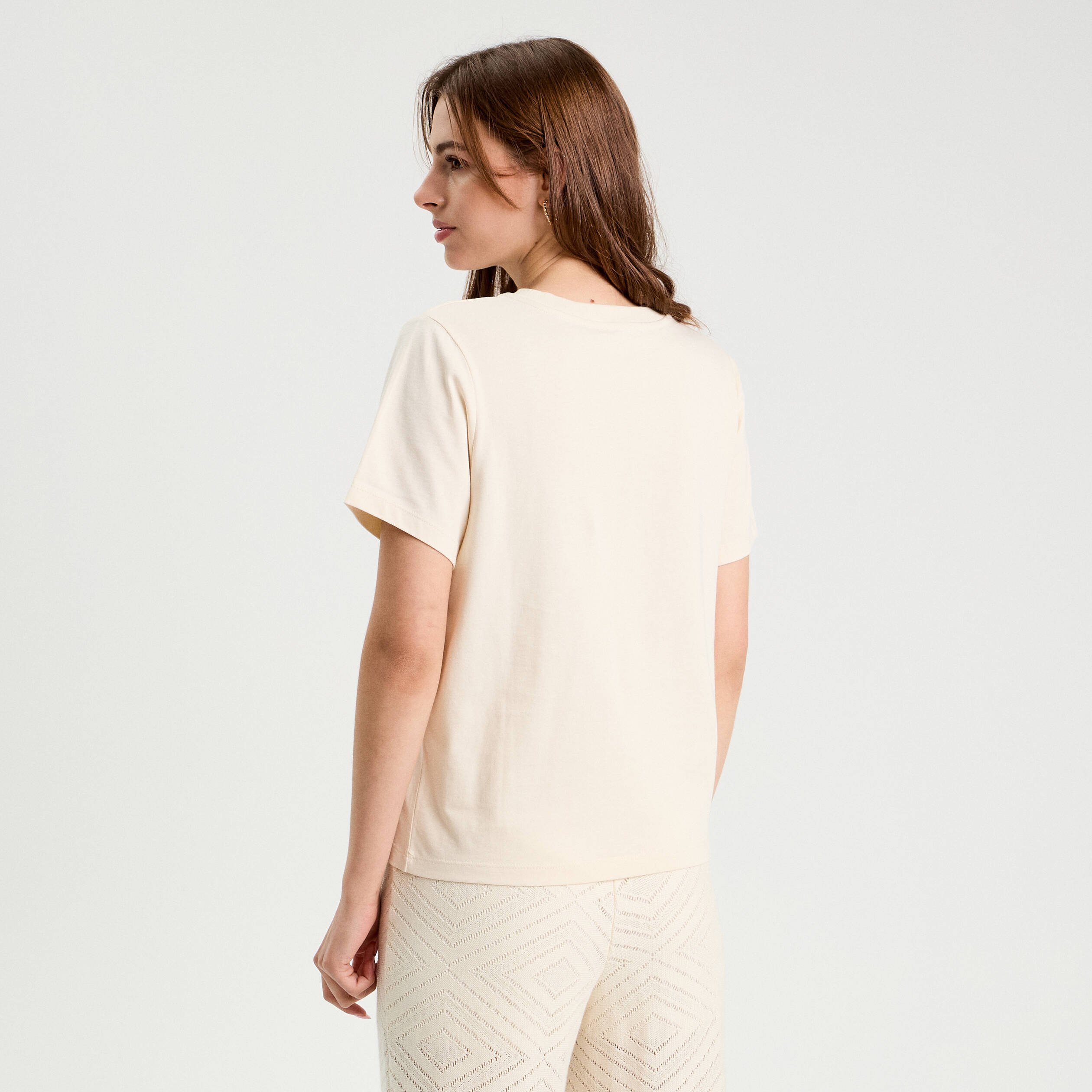 t shirt manches courtes ecru femme T-shirt manches courtes ecru femme