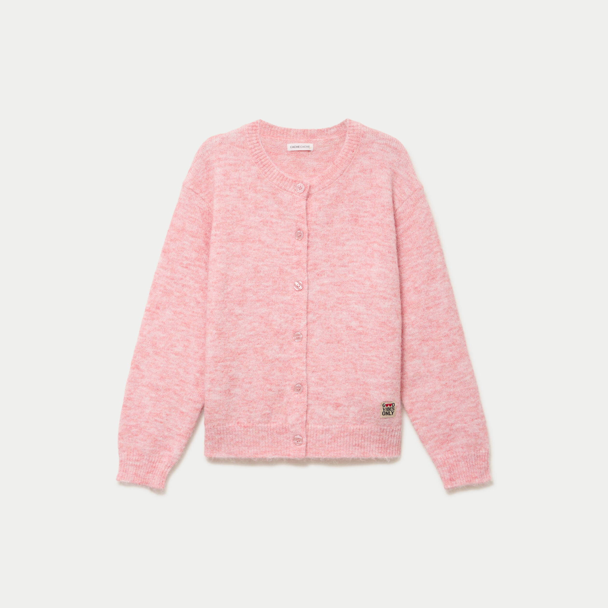 Gilet ample manches longues rose clair femme