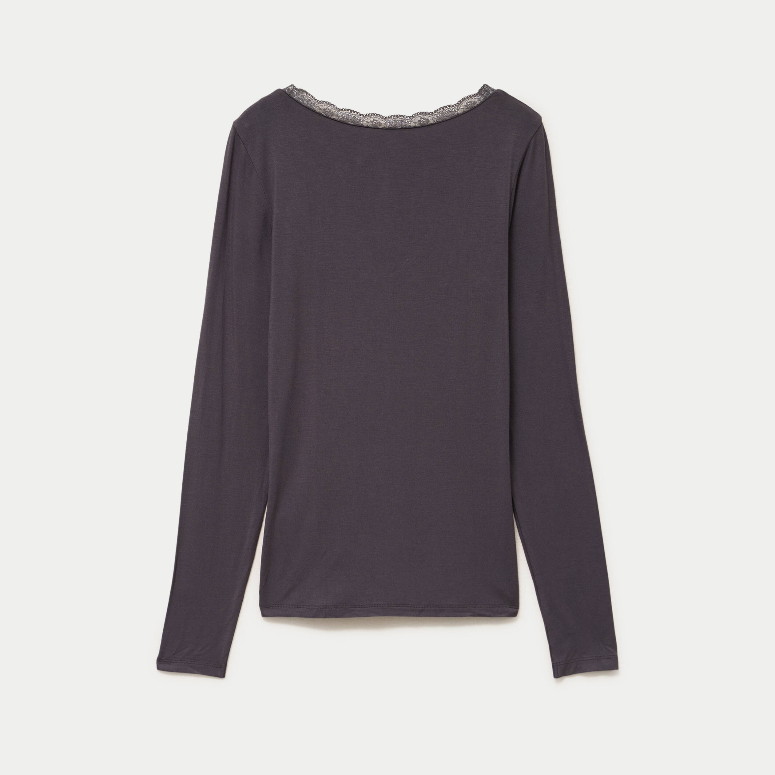 T-shirt manches longues gris fonc&eacute; femme
