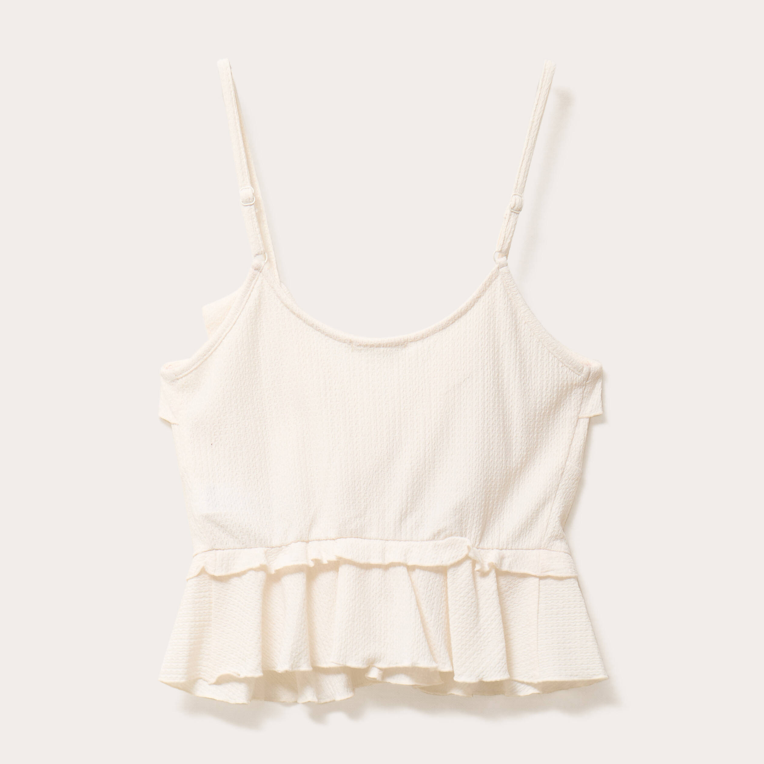 debardeur cropped volants ecru femme Débardeur cropped volants ecru femme