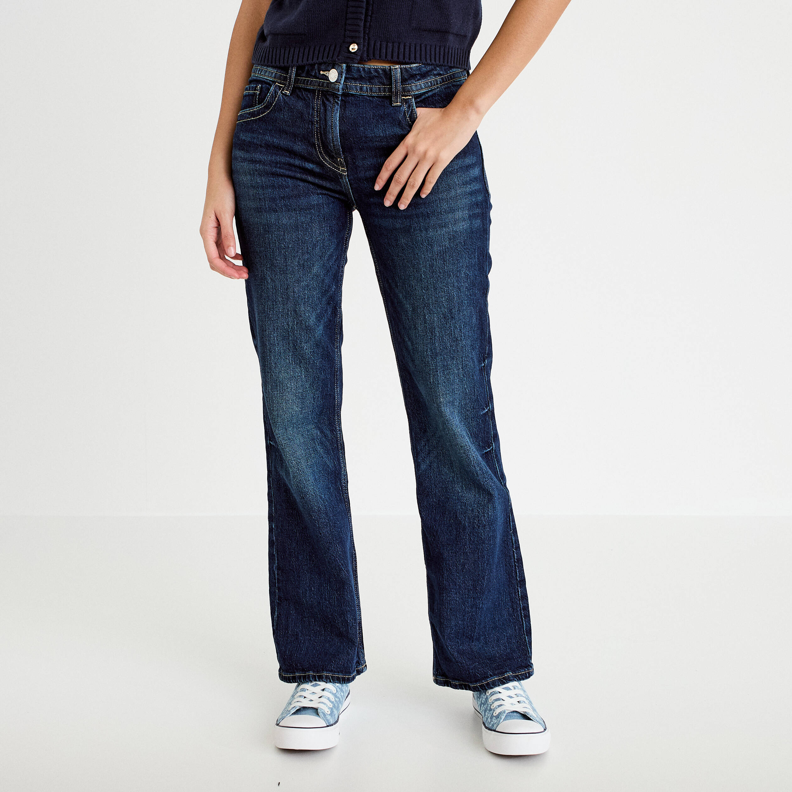Jean Bootcut Fenchurch Femme – Taille 30, Longueur De Jambe 33 – Délavé Bleu Foncé – Occasion Très Bon état