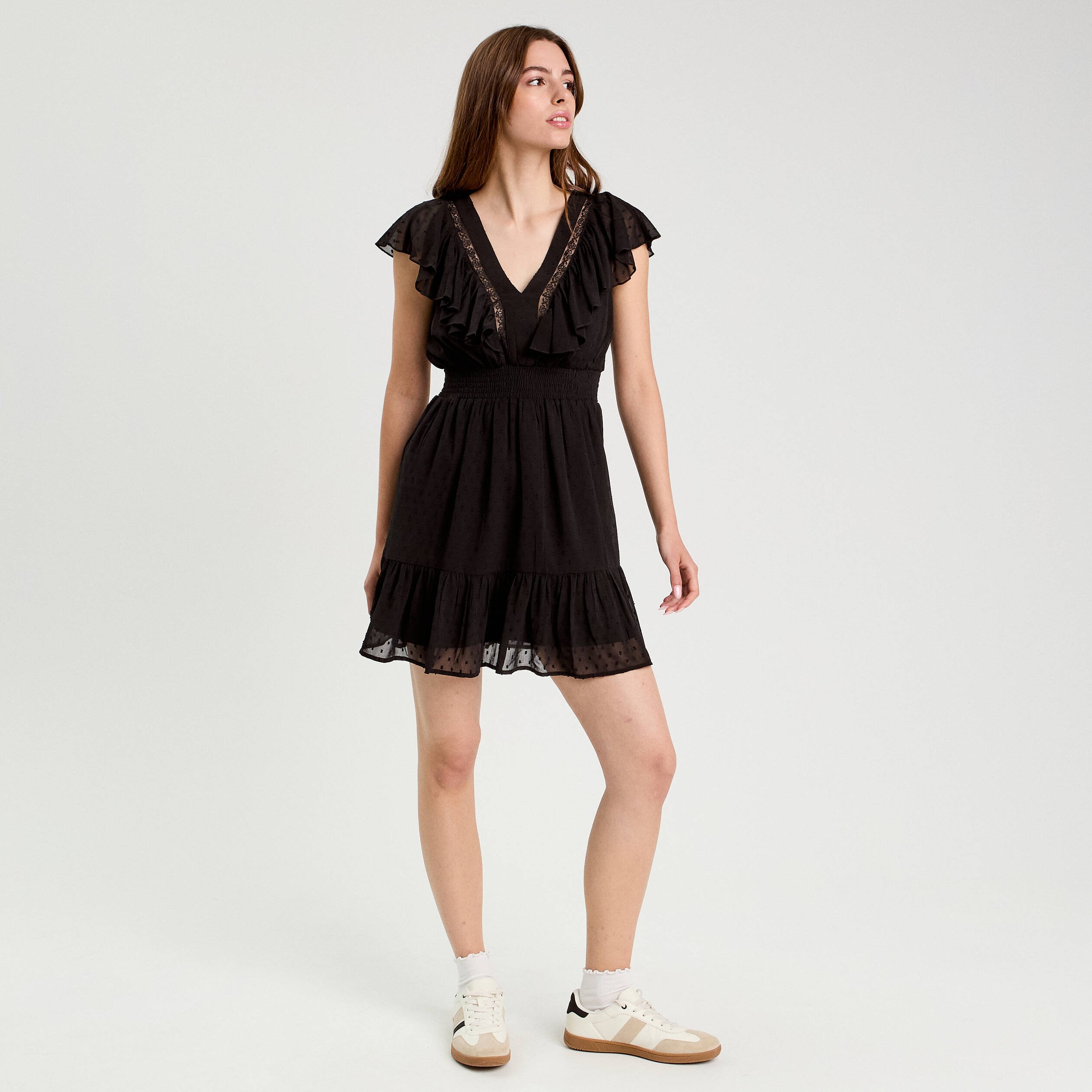 robe evasee plumetis noir femme Robe évasée plumetis noir femme