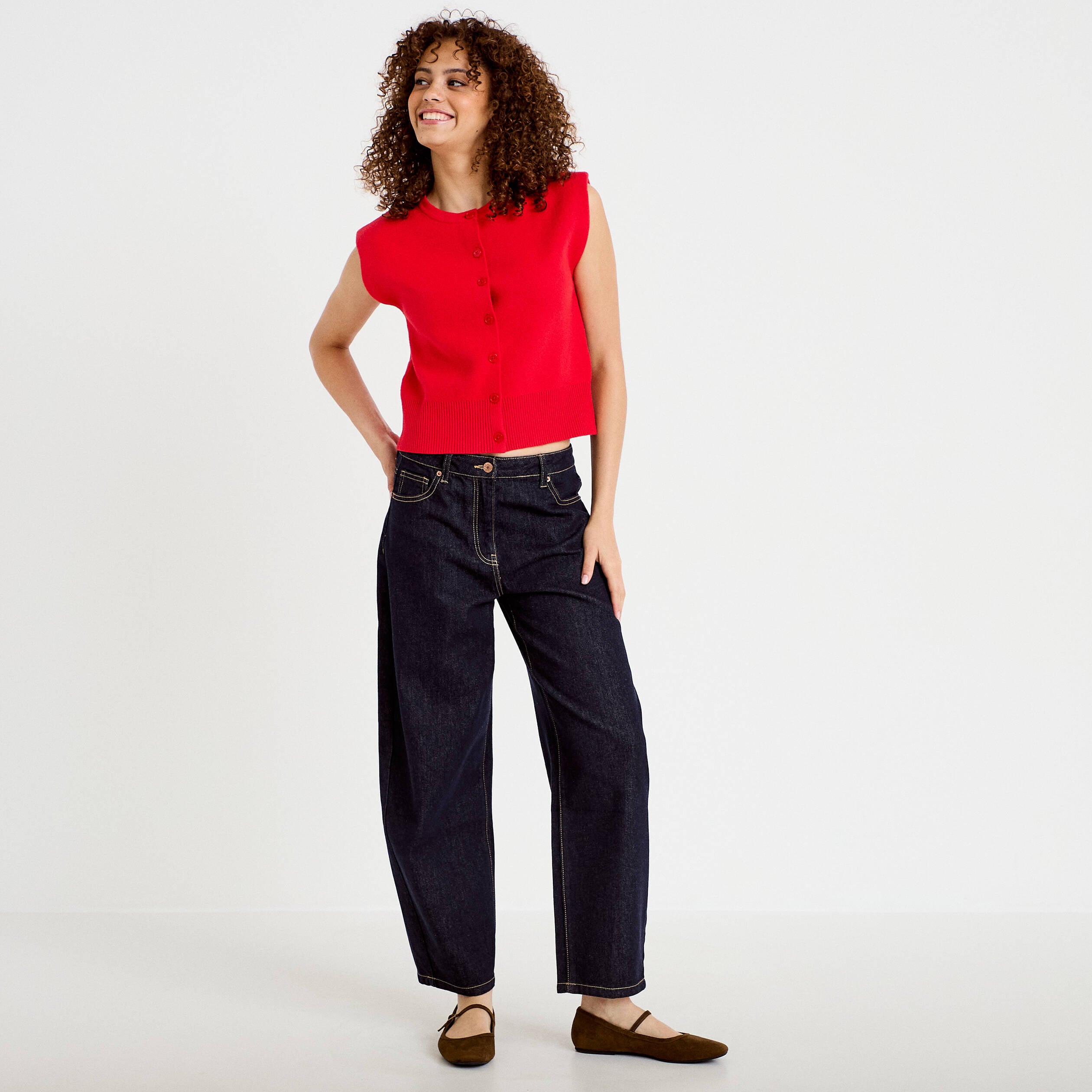 Gilet sans manches rouge femme