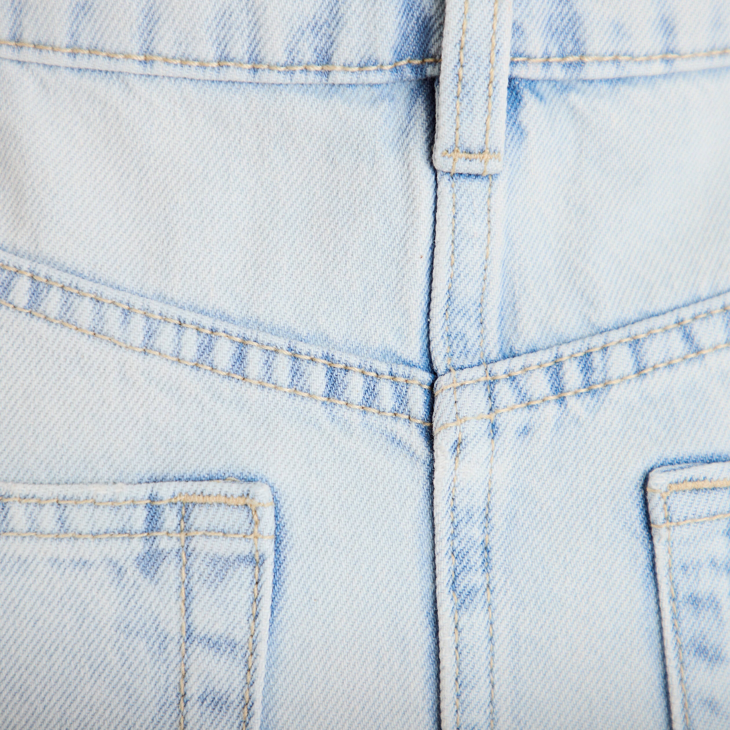 Jupe droite midi en jean 5 poches denim bleach femme
