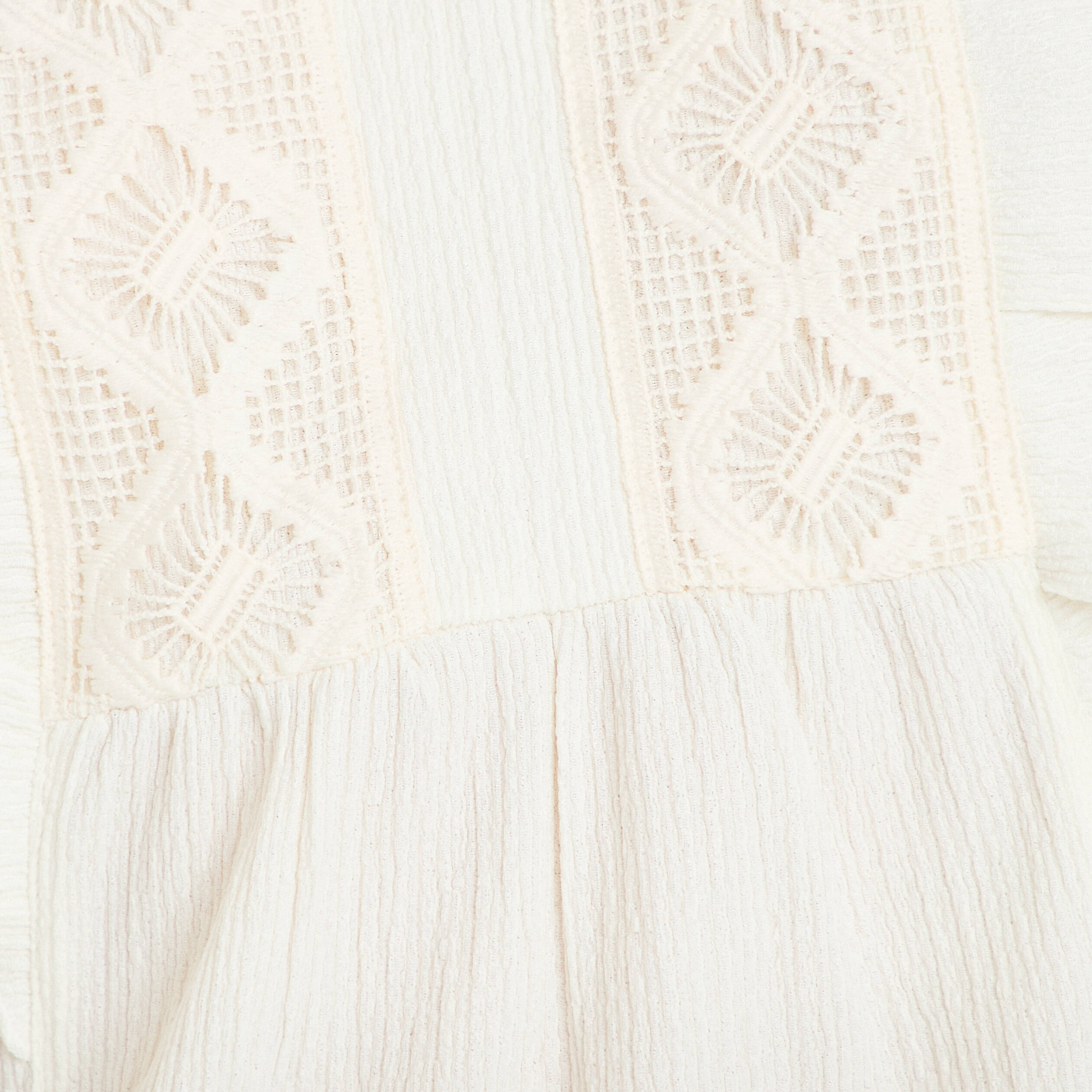 Blouse sans manches col v ecru femme