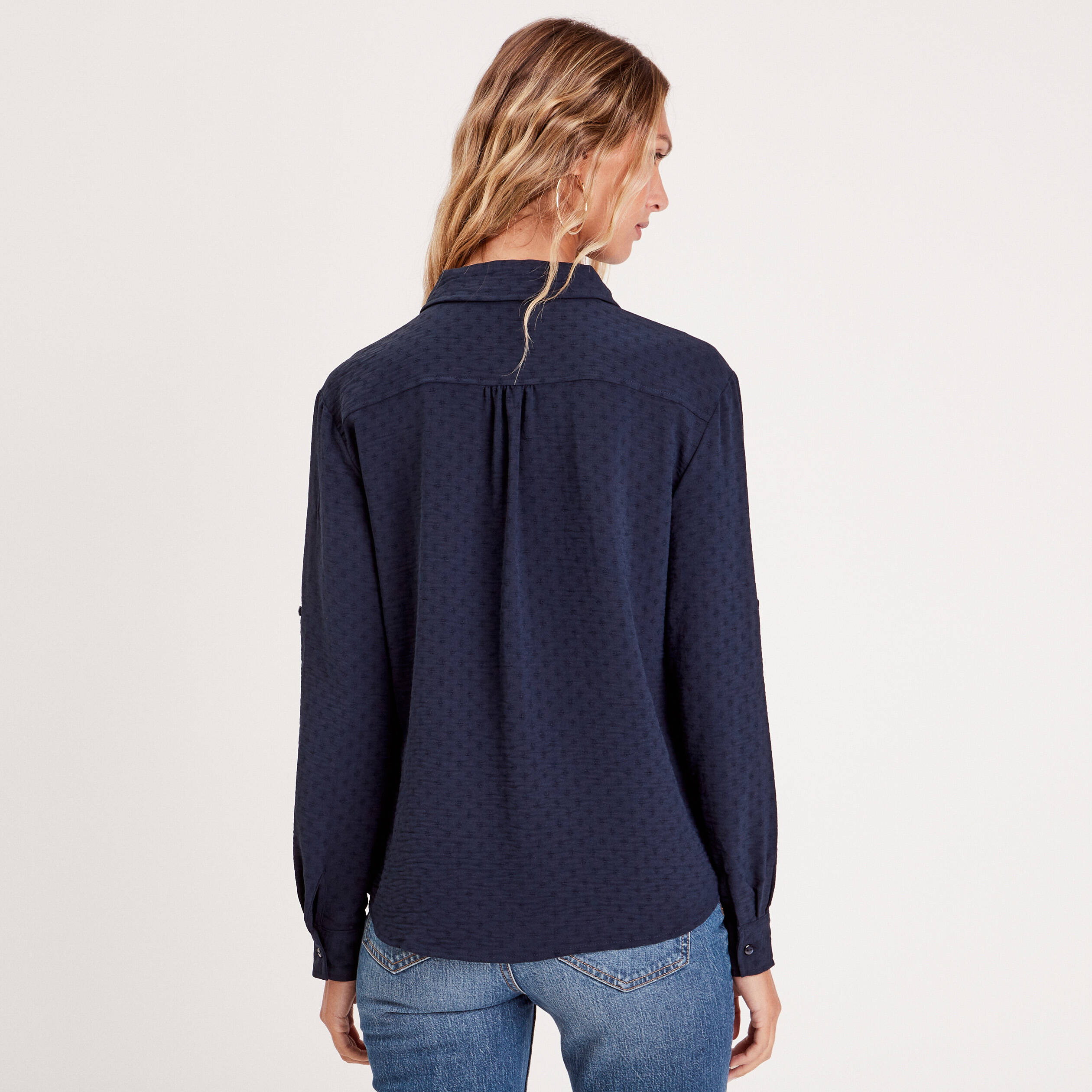 chemise manches longues bleu marine femme Chemise manches longues bleu marine femme