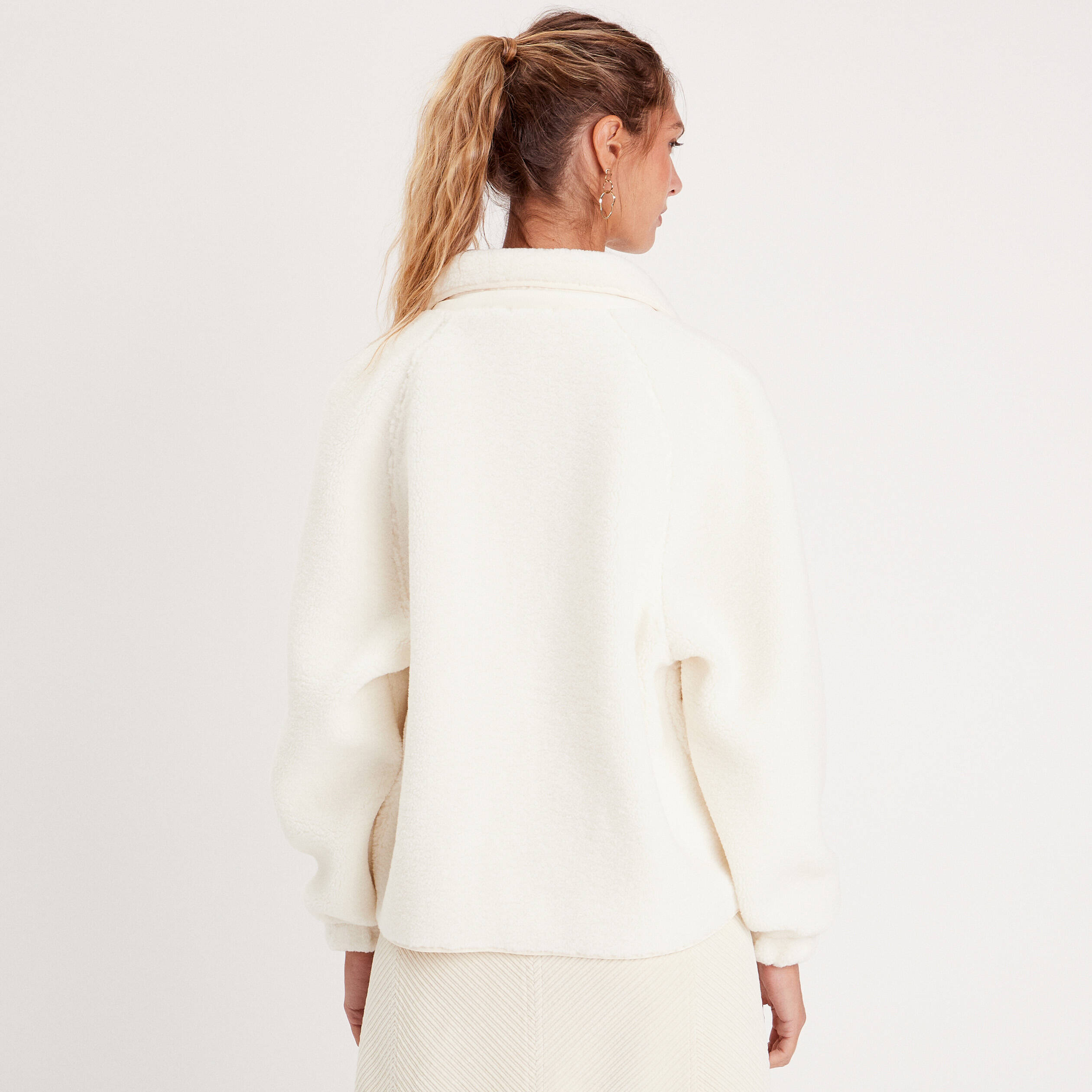 Veste oversize laine mouton ecru femme