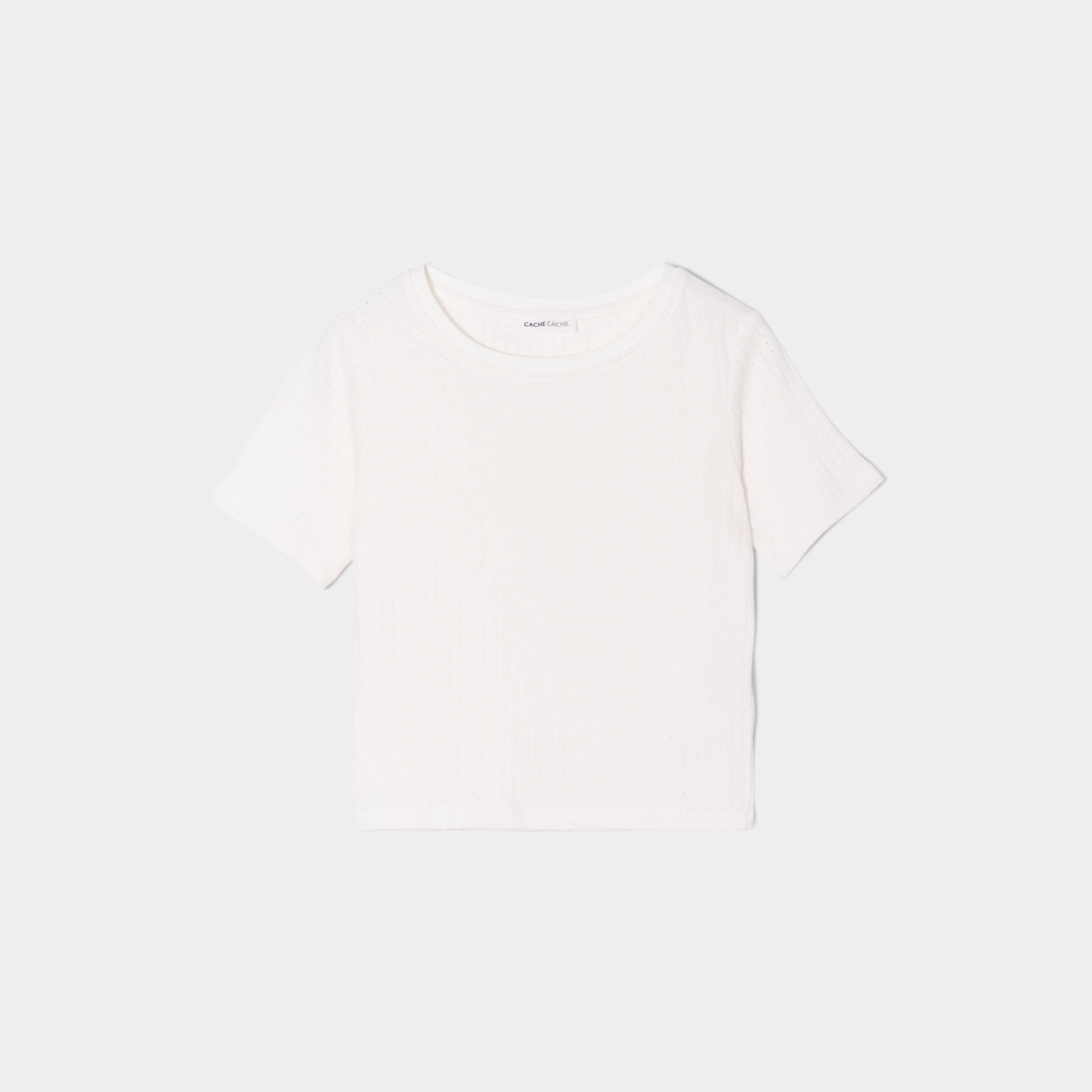 t shirt cintre cropped ecru femme T-shirt cintré cropped ecru femme