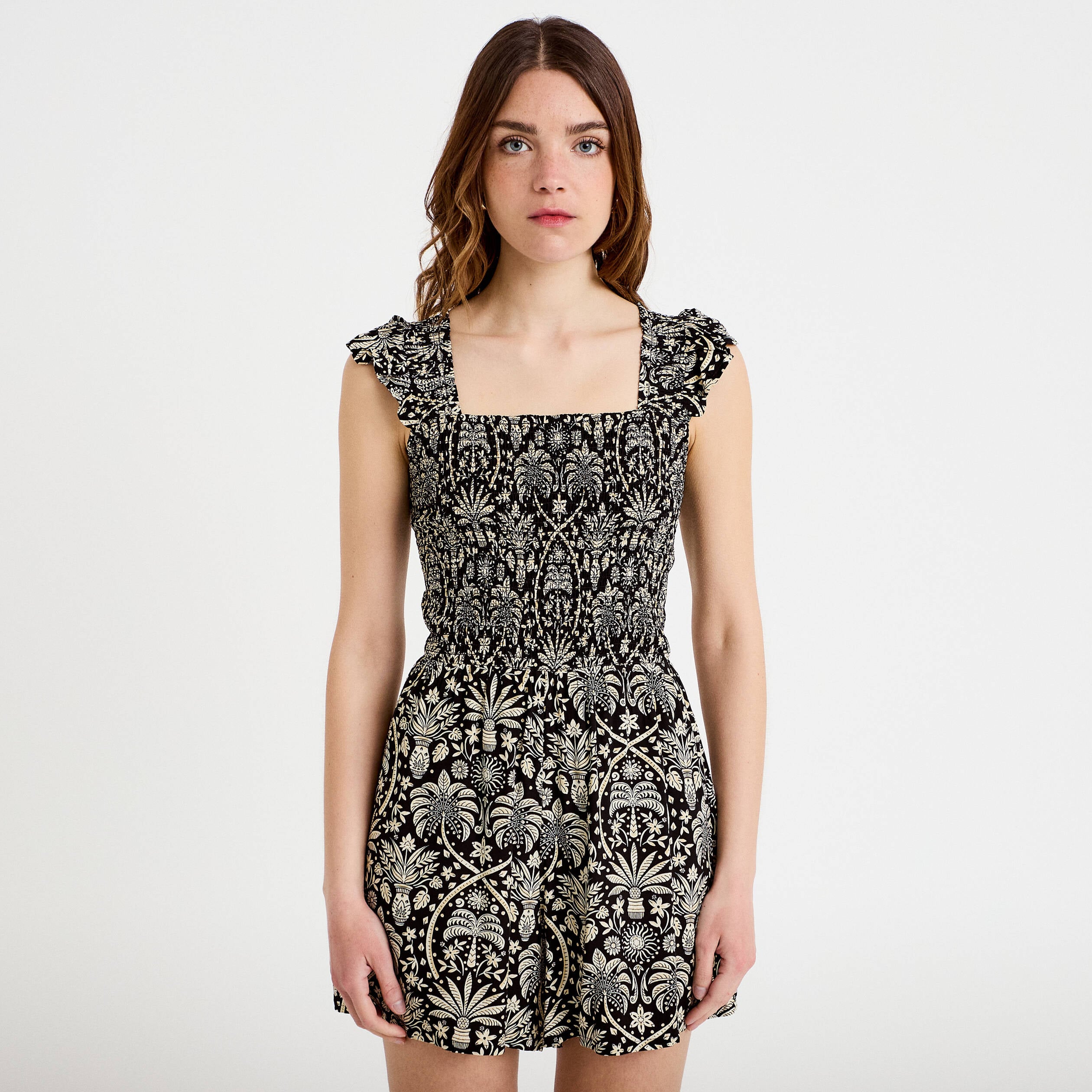 Combishort coupe large noir femme