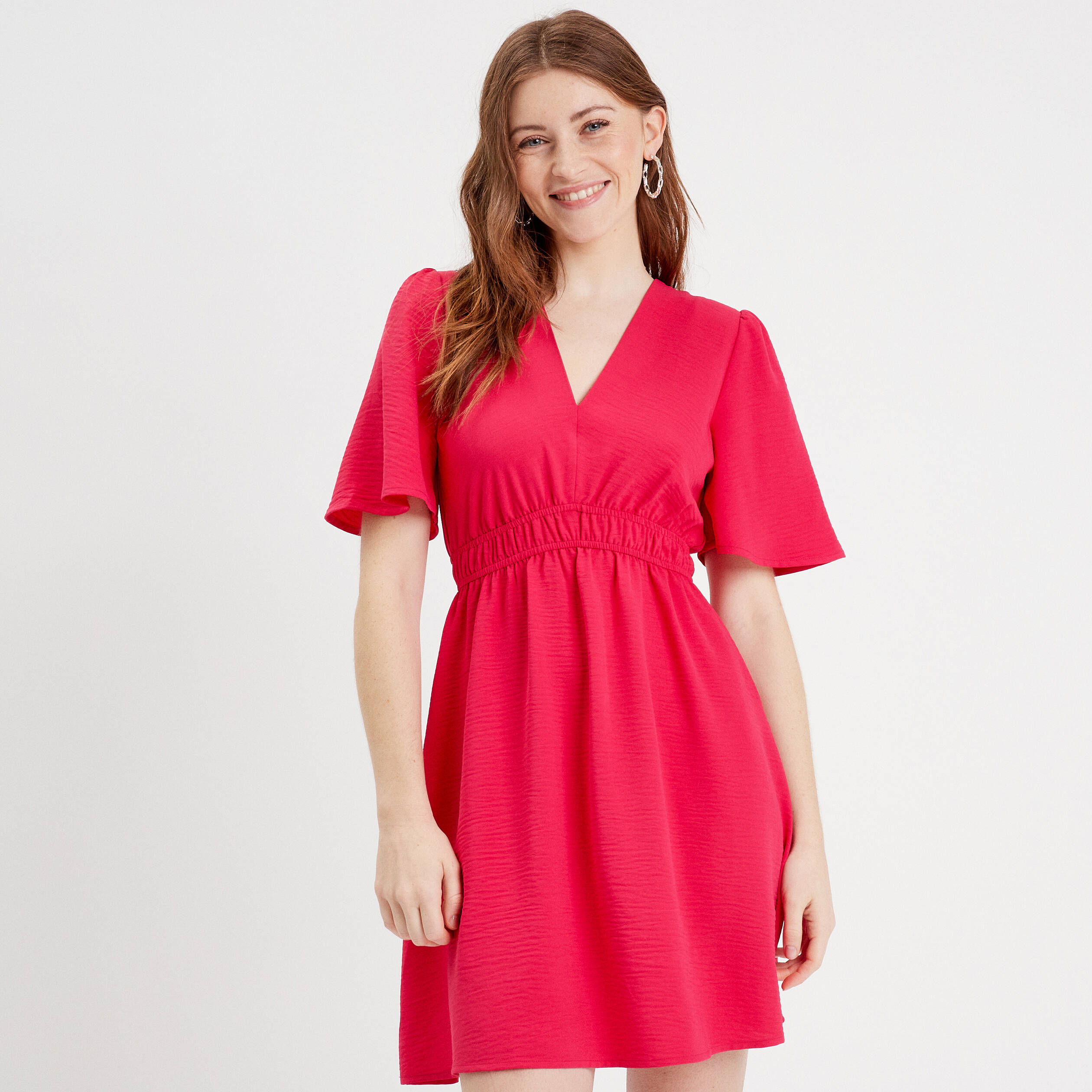 Robe Évasée Rose EXPRESS - Taille XS - Coupe Empire - Sans Manches - Occasion Très Bon État