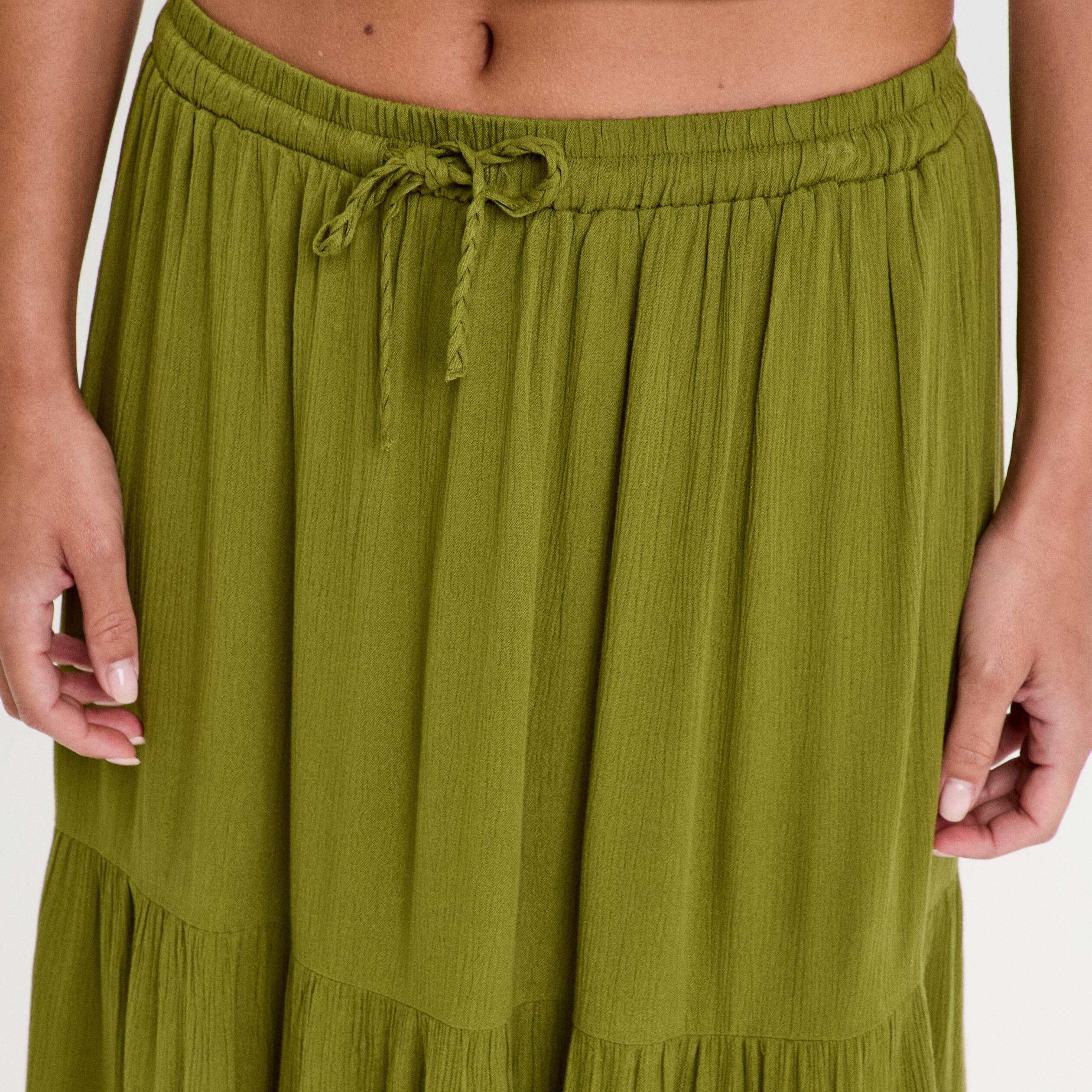 jupe longue evasee vert fonce femme Jupe longue évasée vert foncé femme