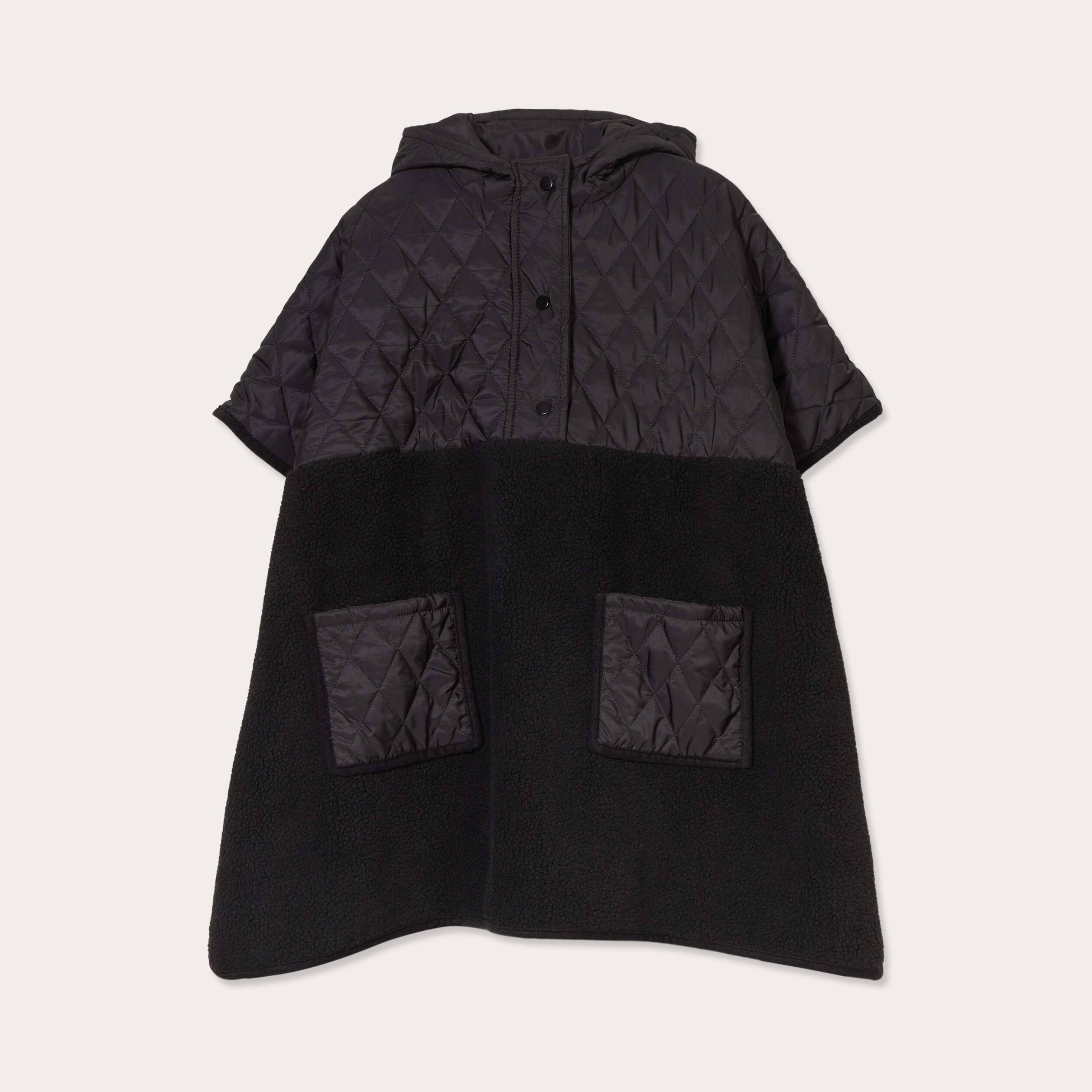 Cape matelassée à capuche noir femme | Vibs