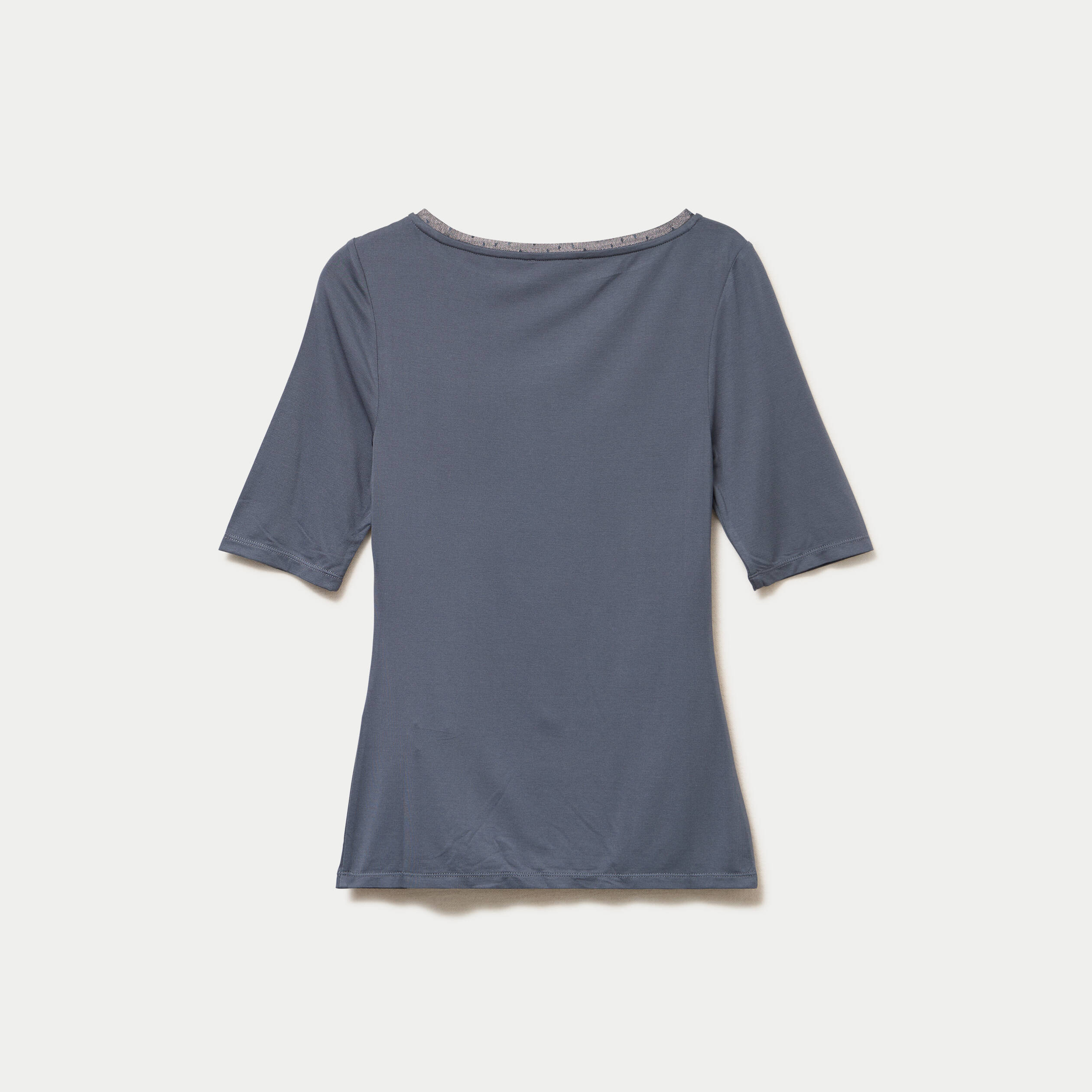 T-shirt ajust&eacute; manches courtes gris femme