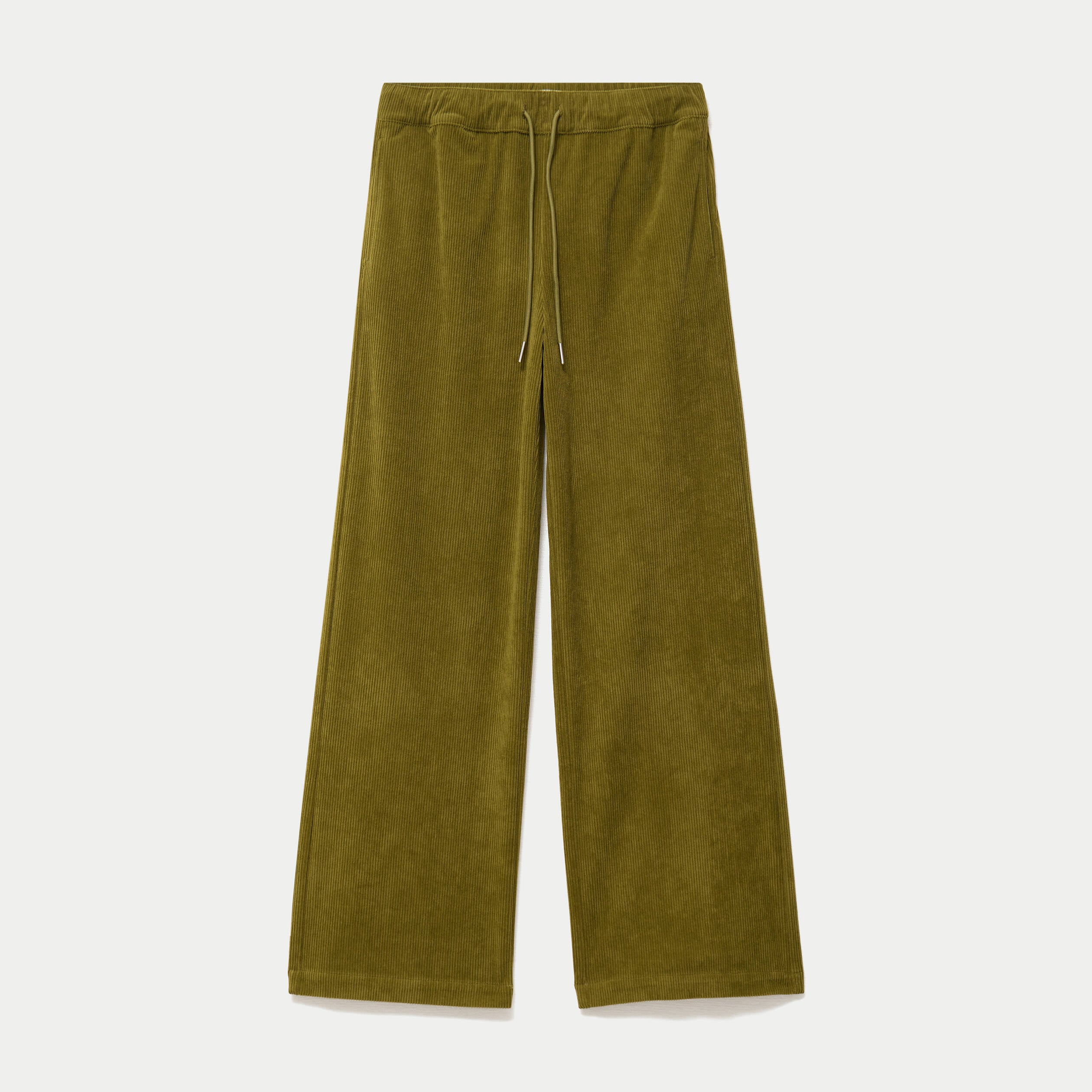 Pantalon bootcut taille standard velours vert kaki femme