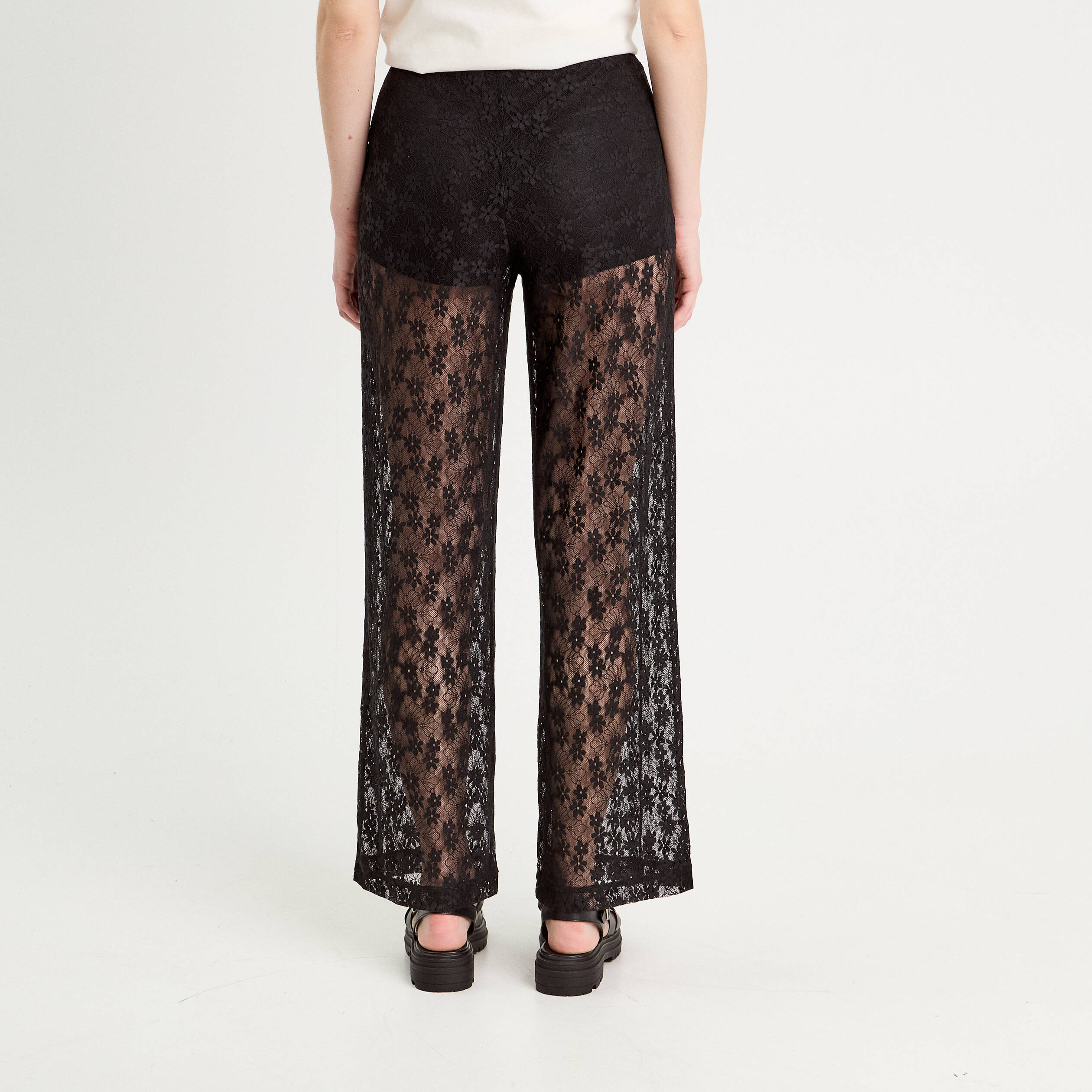 pantalon dentelle large noir femme Pantalon dentelle large noir femme