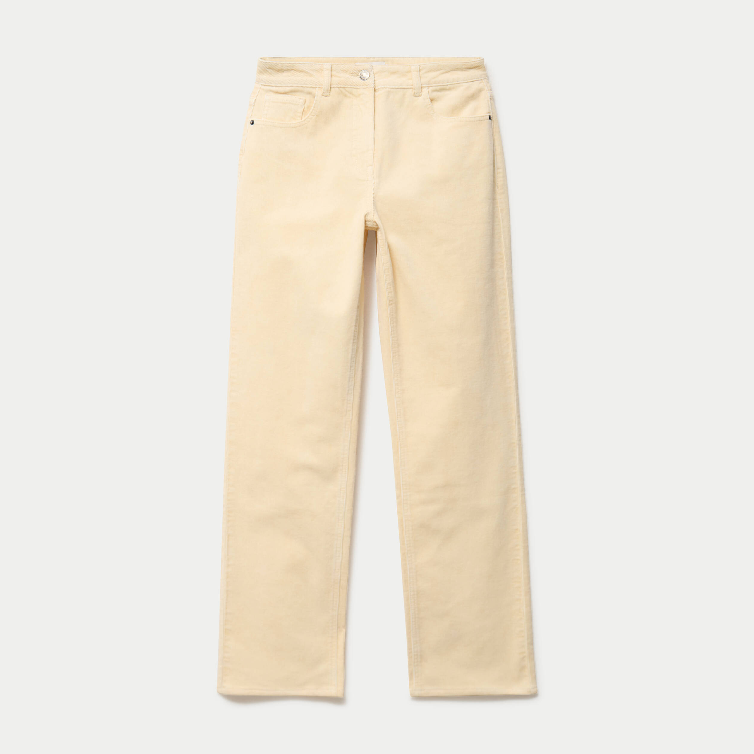 Pantalon droit en velours jaune femme