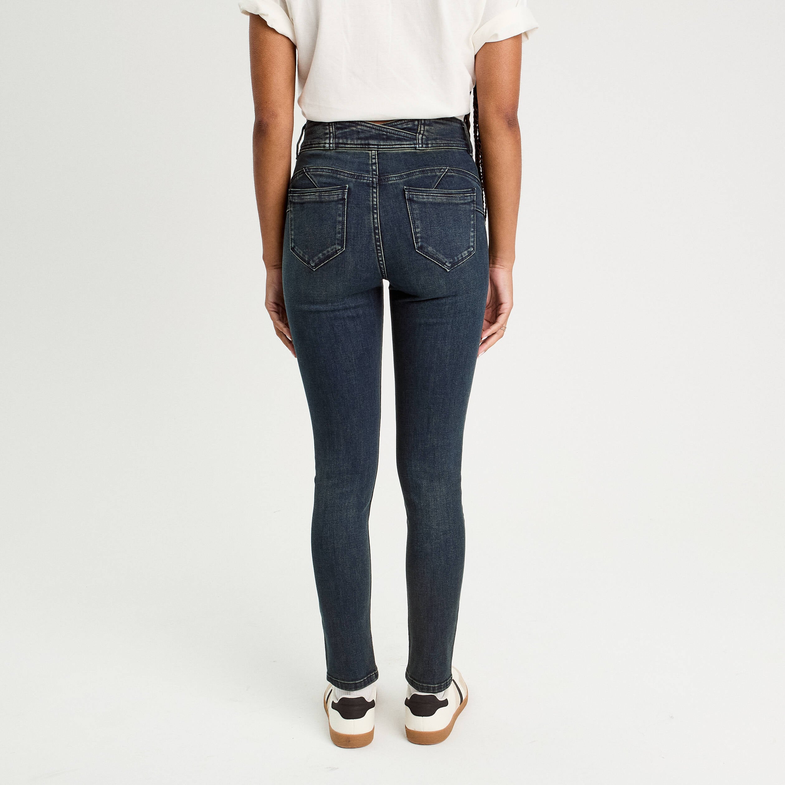 Jeans slim push-up denim blue black femme