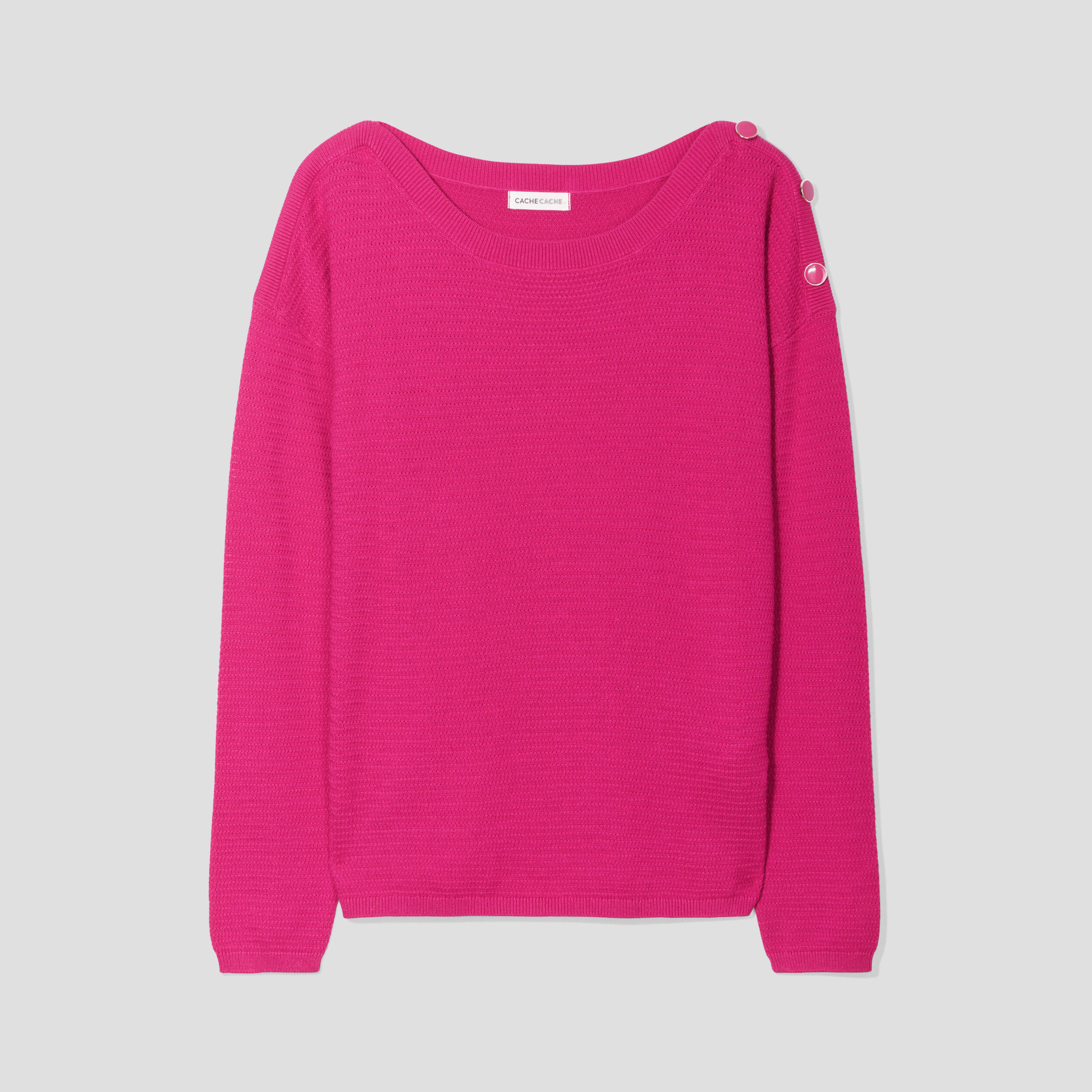 Pull avec boutons rose fushia femme