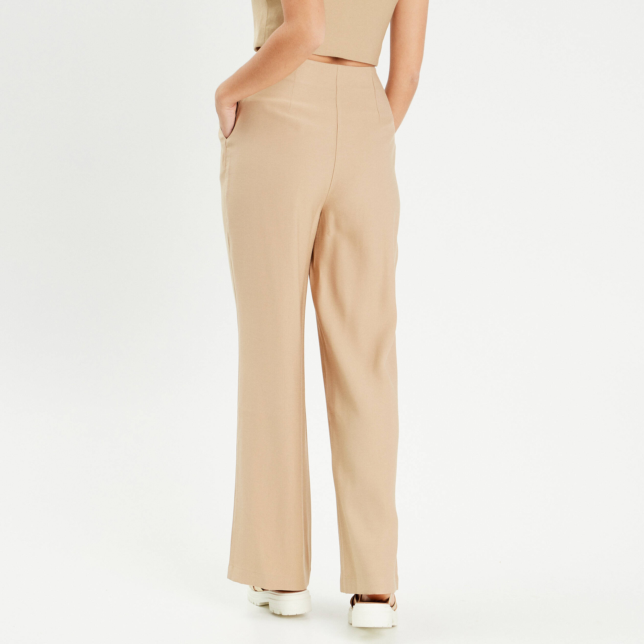 Pantalon Beige Femme Look Pantalon Fluide Pantalon Joey En Lin
