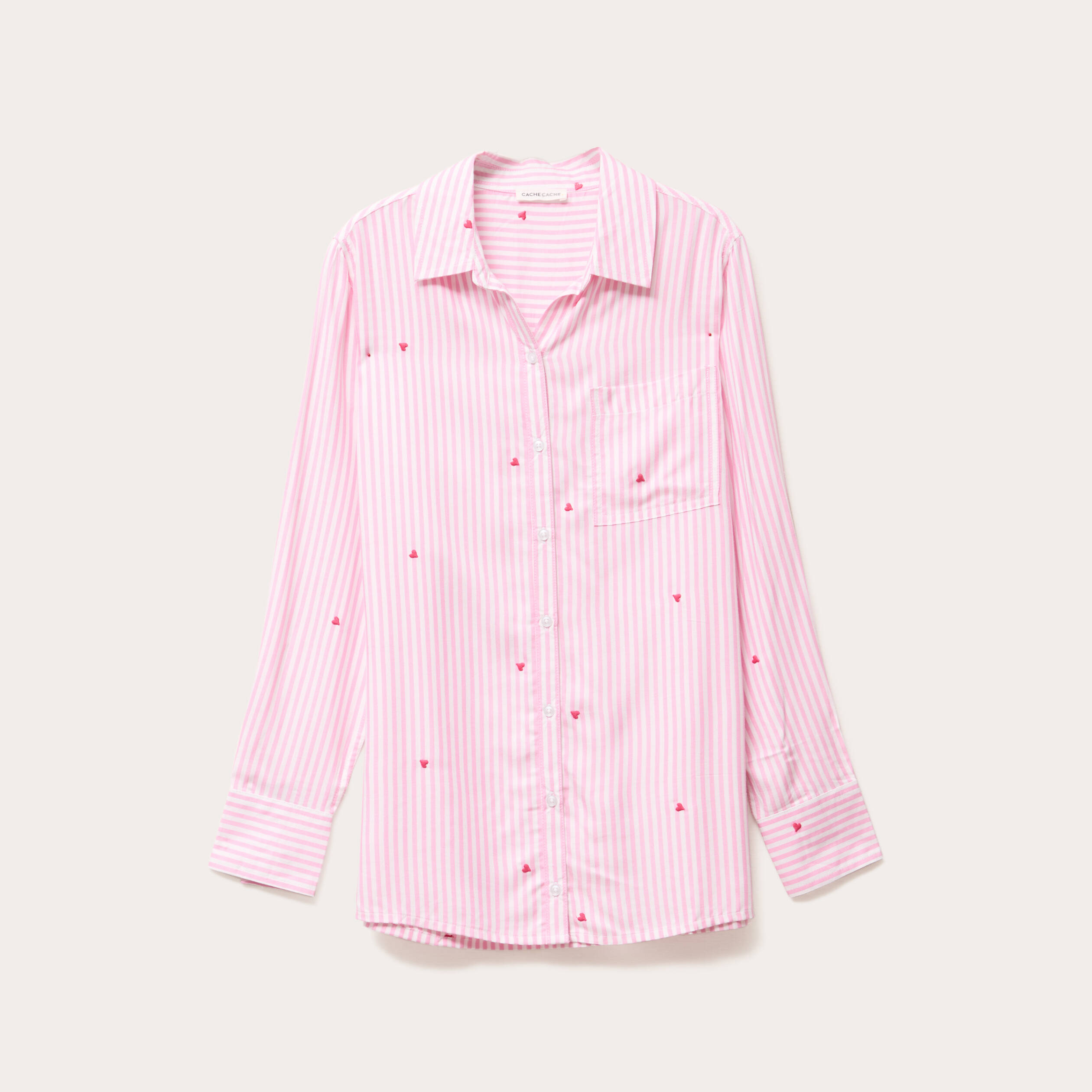 Chemise manches longues rose femme