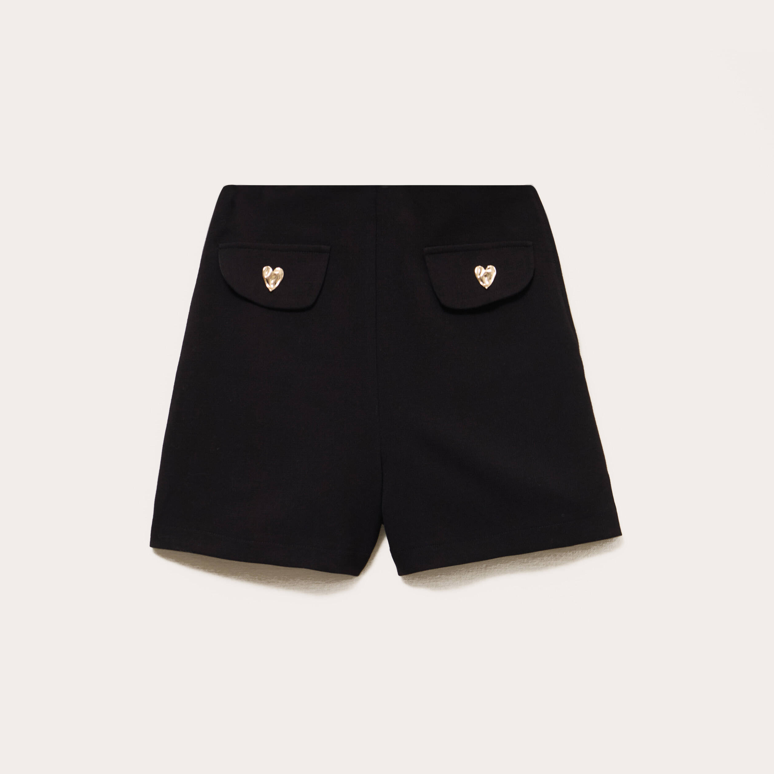 Short stretch d&eacute;tails coeur noir femme