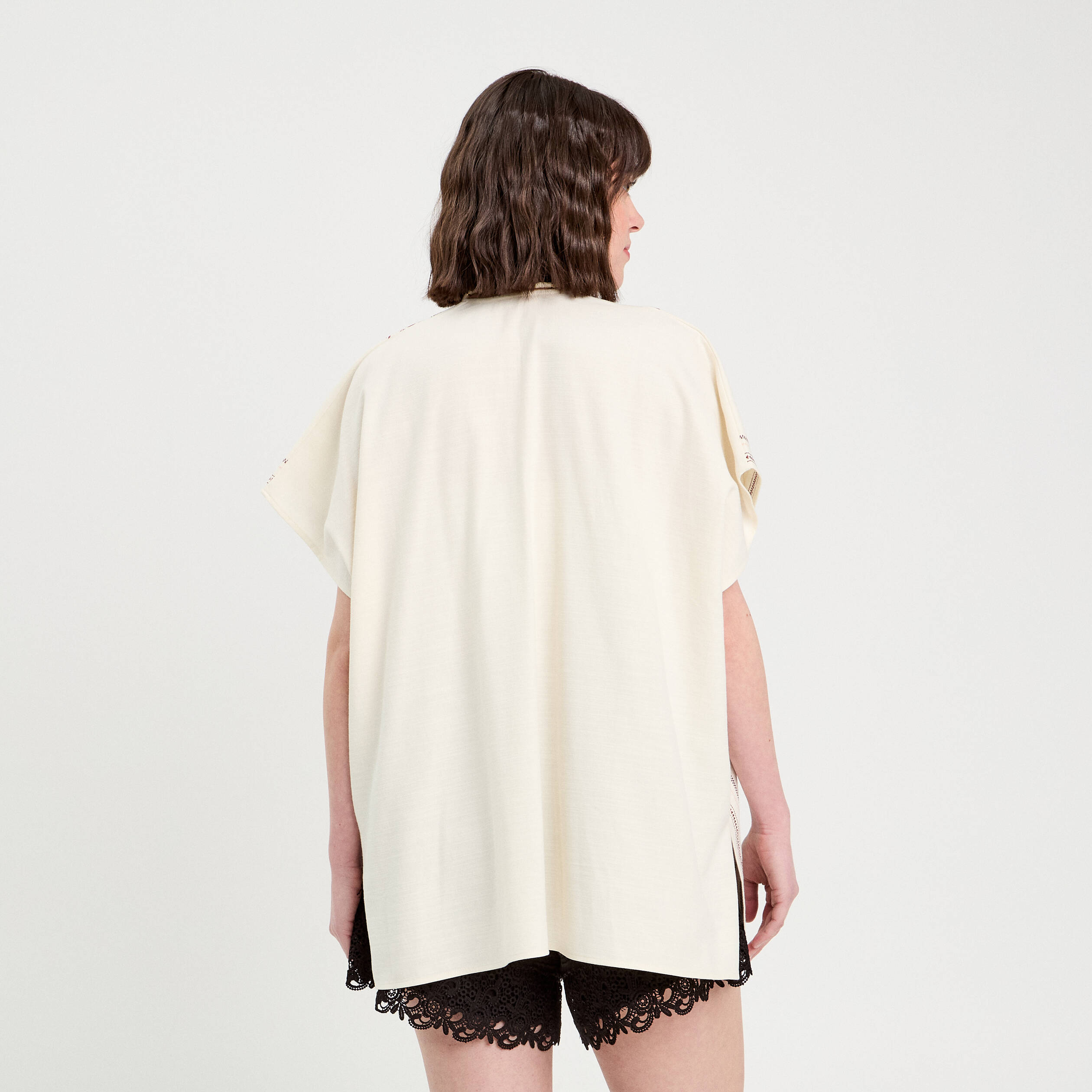 Par&eacute;o de plage brod&eacute; blanc femme