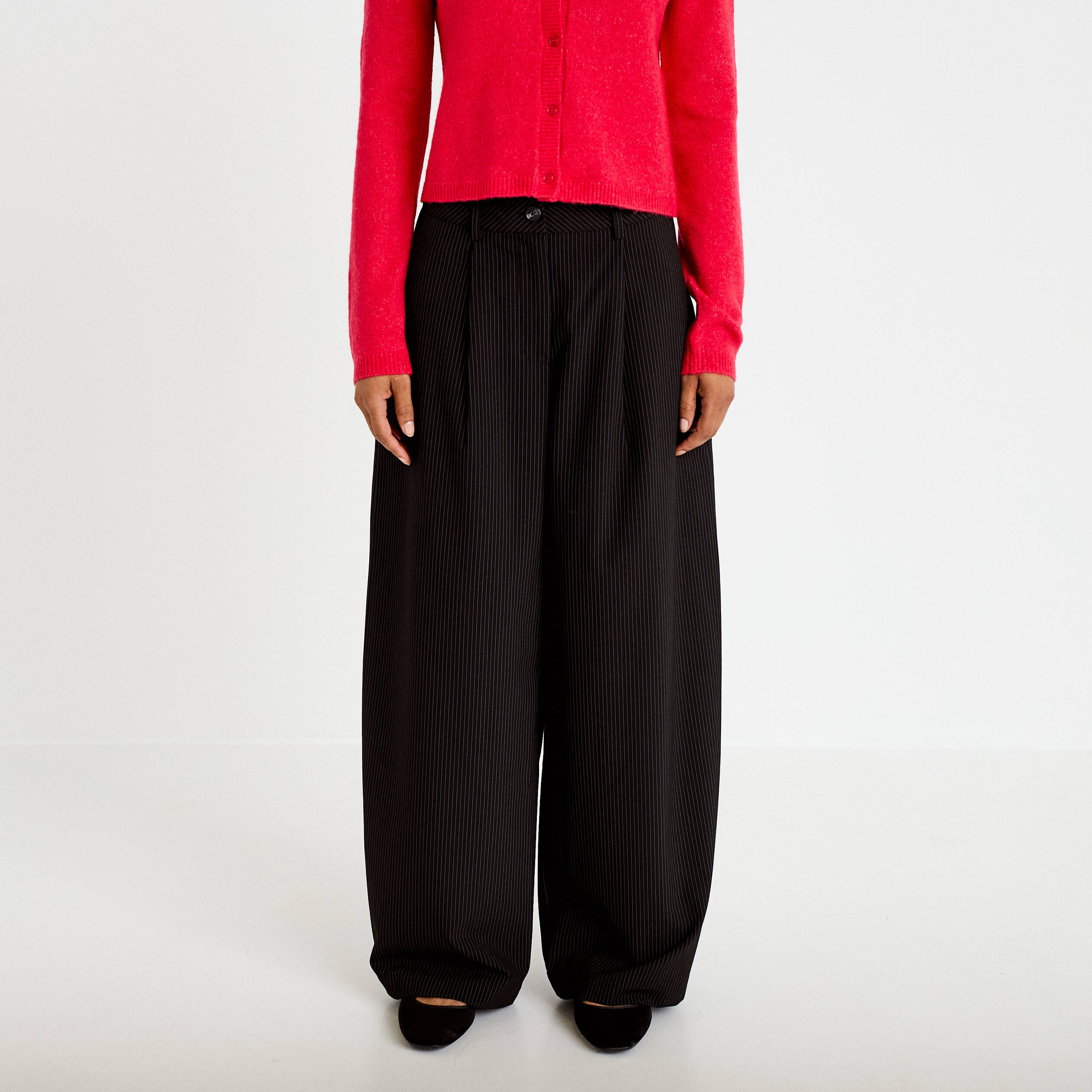 Pantalon barrel taille standard noir femme