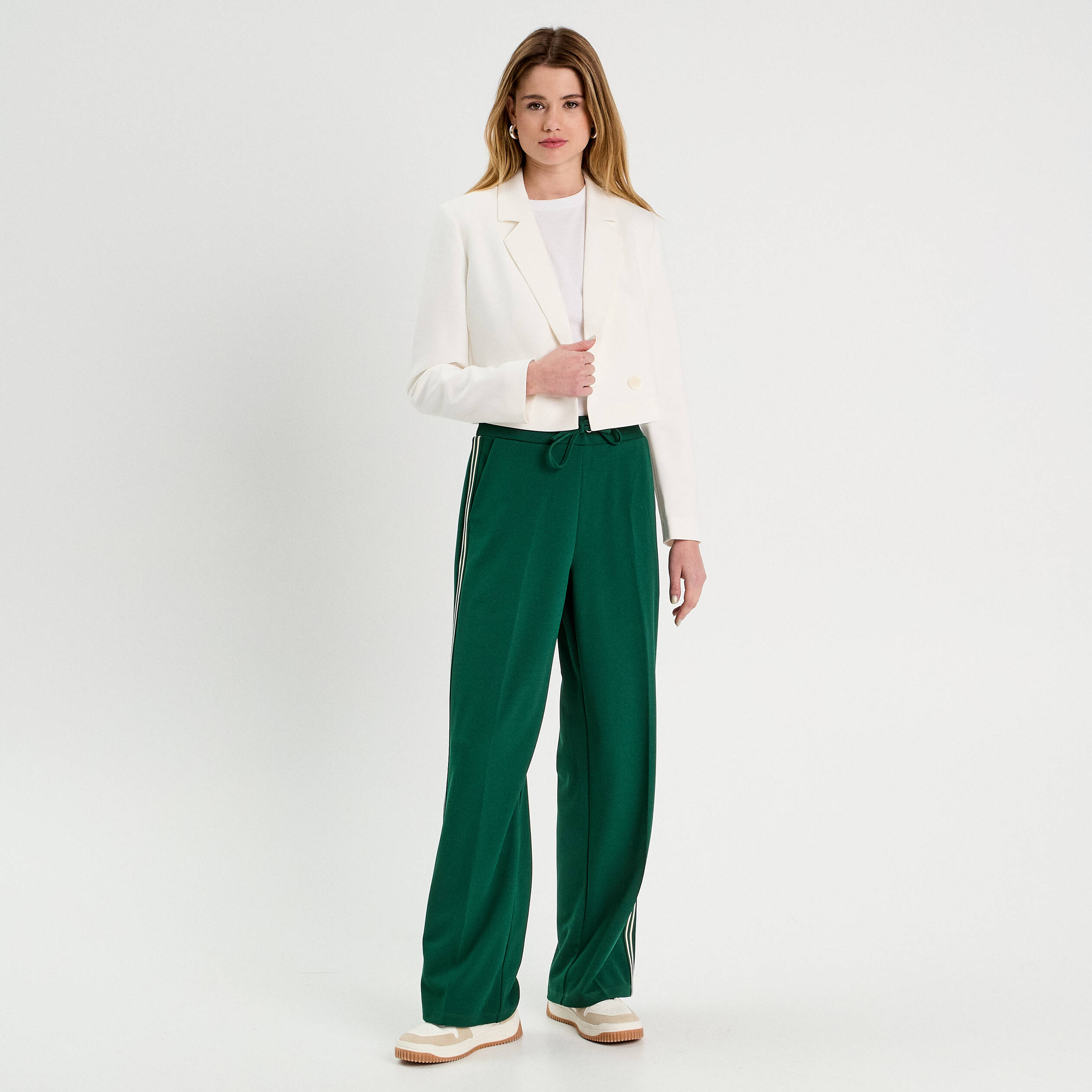 Veste blazer courte ecru femme
