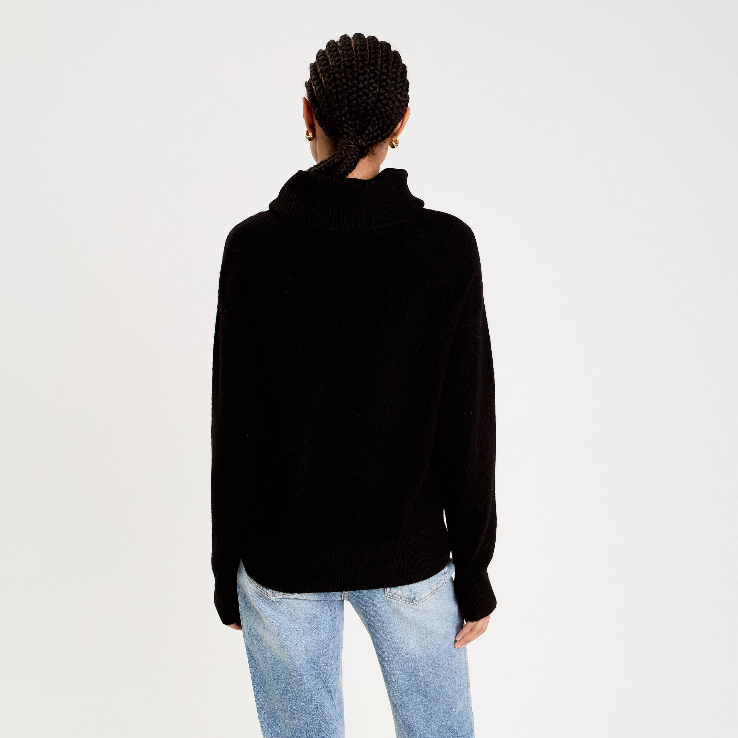 Pull avec col roul&eacute; noir femme