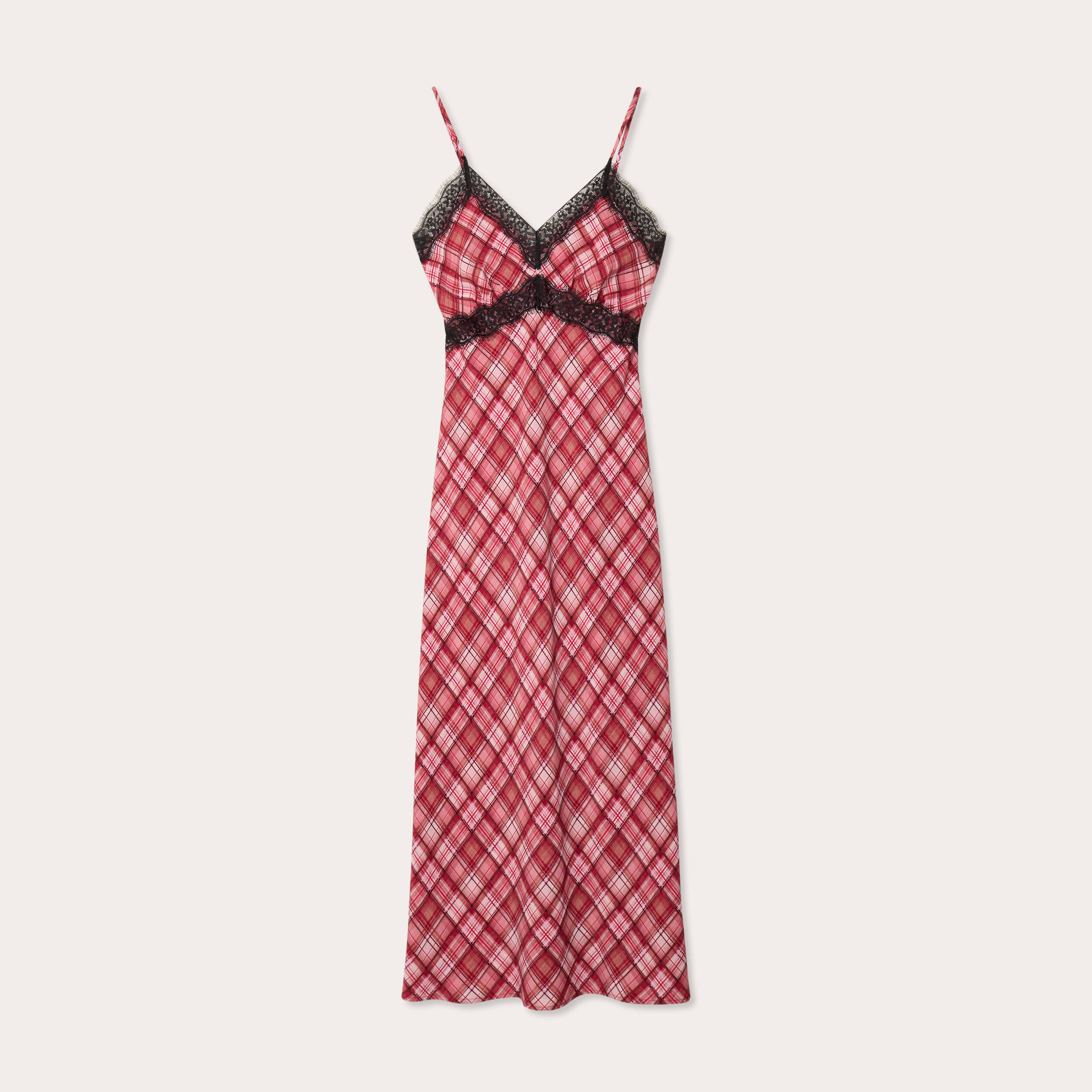 Robe longue droite bretelles rouge femme