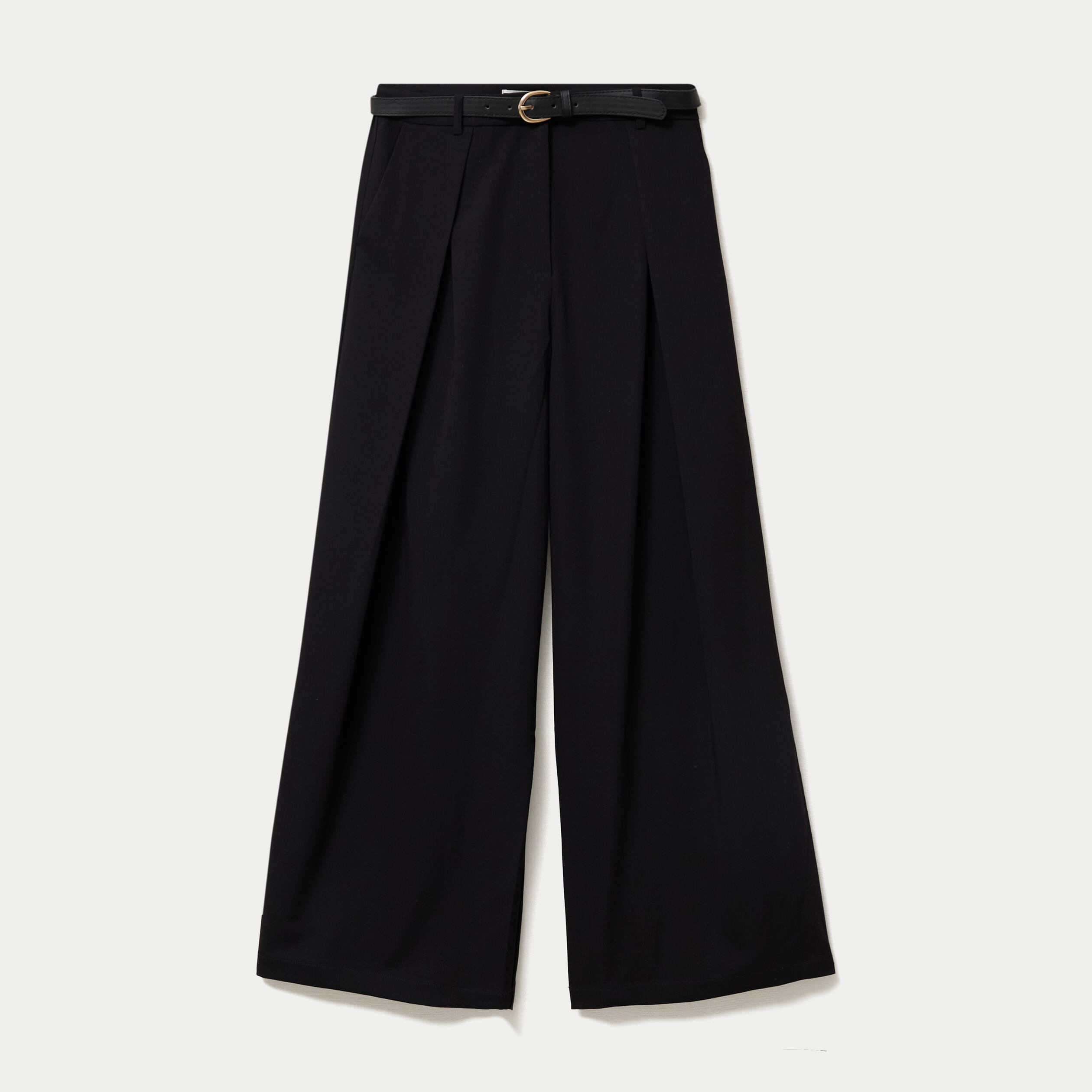 Pantalon large avec ceinture amovible noir femme
