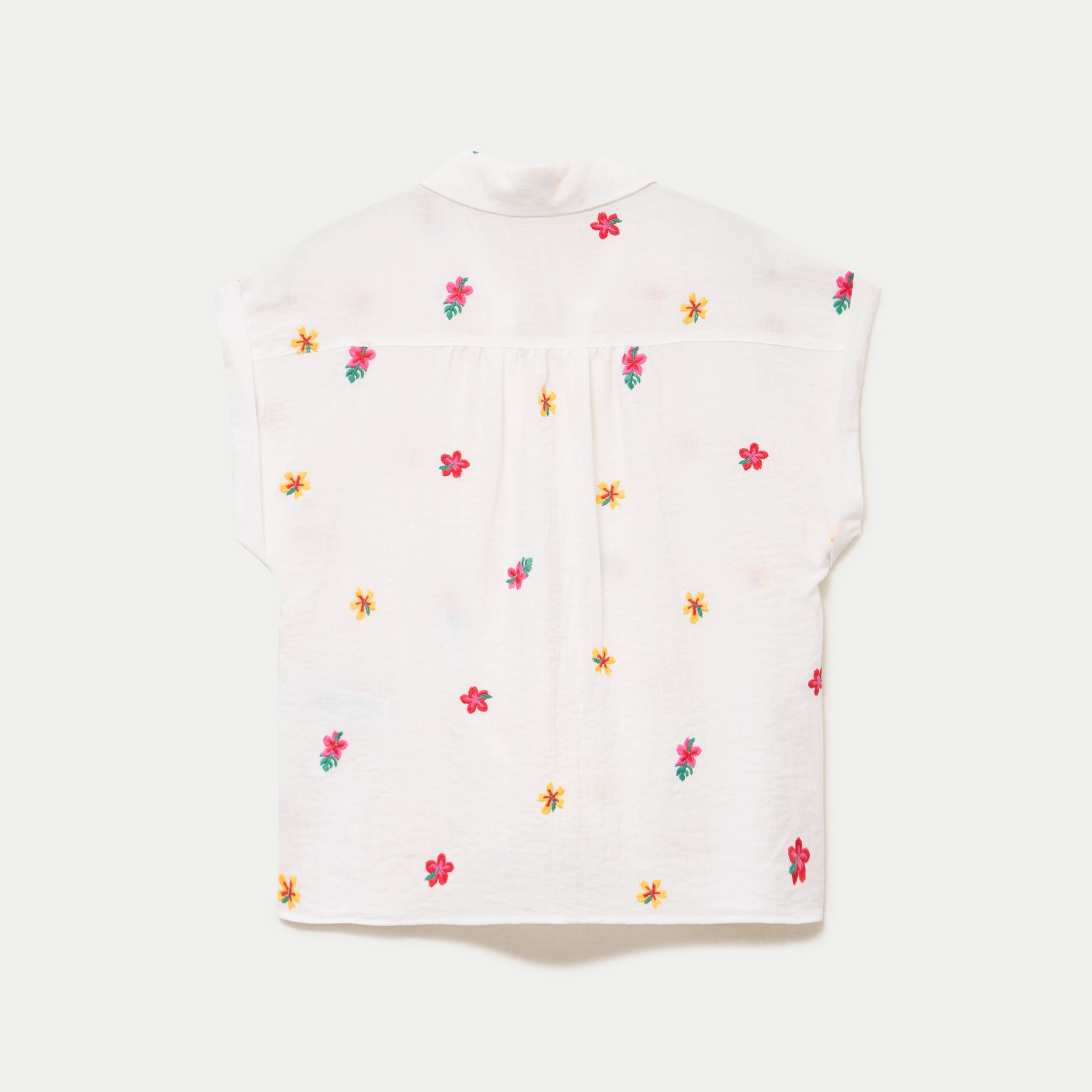Blouse avec broderie blanc femme