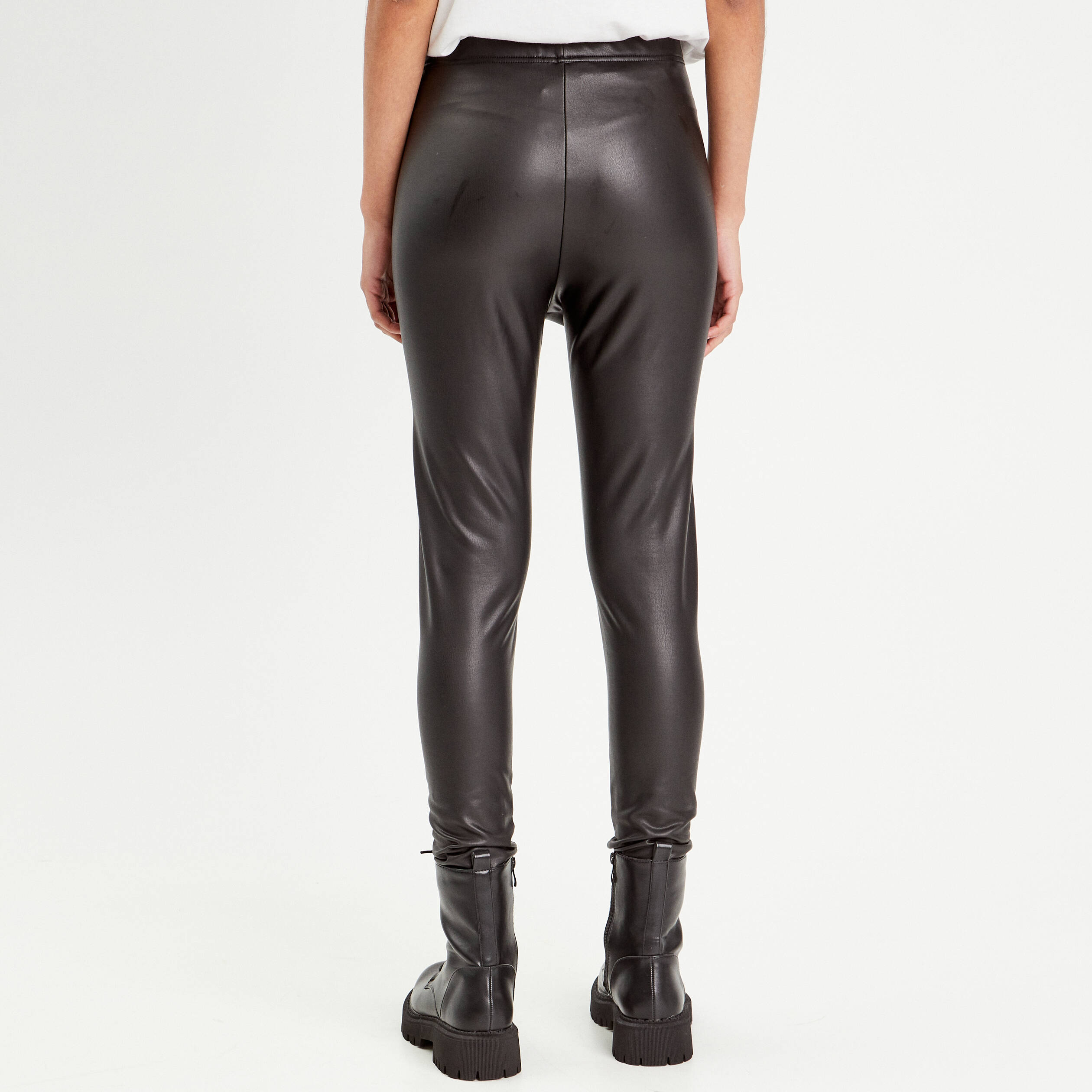 Legging simili cuir noir femme