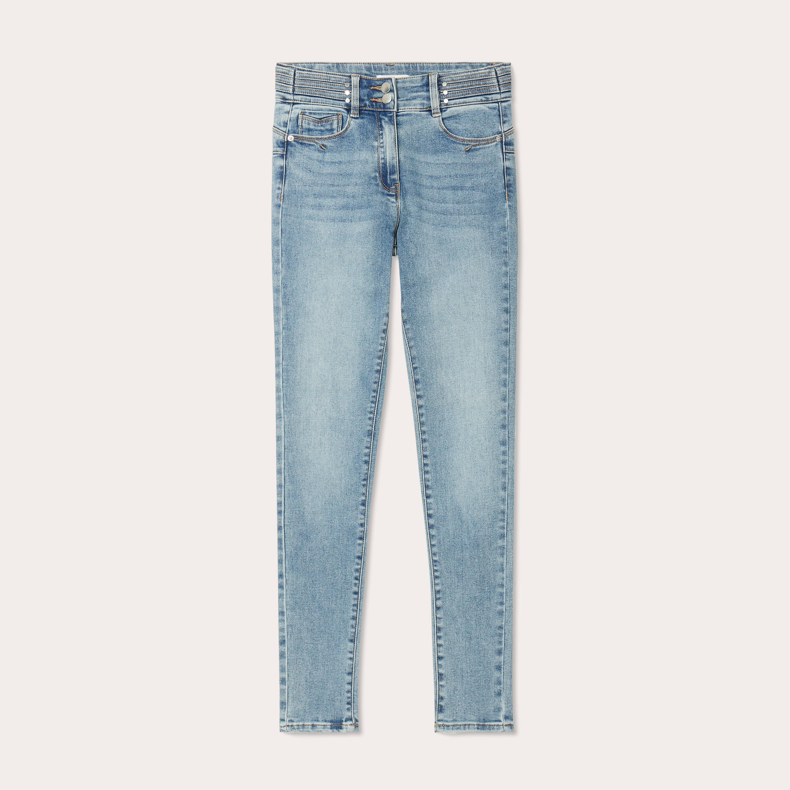 Jeans skinny push-up taille haute denim double stone femme