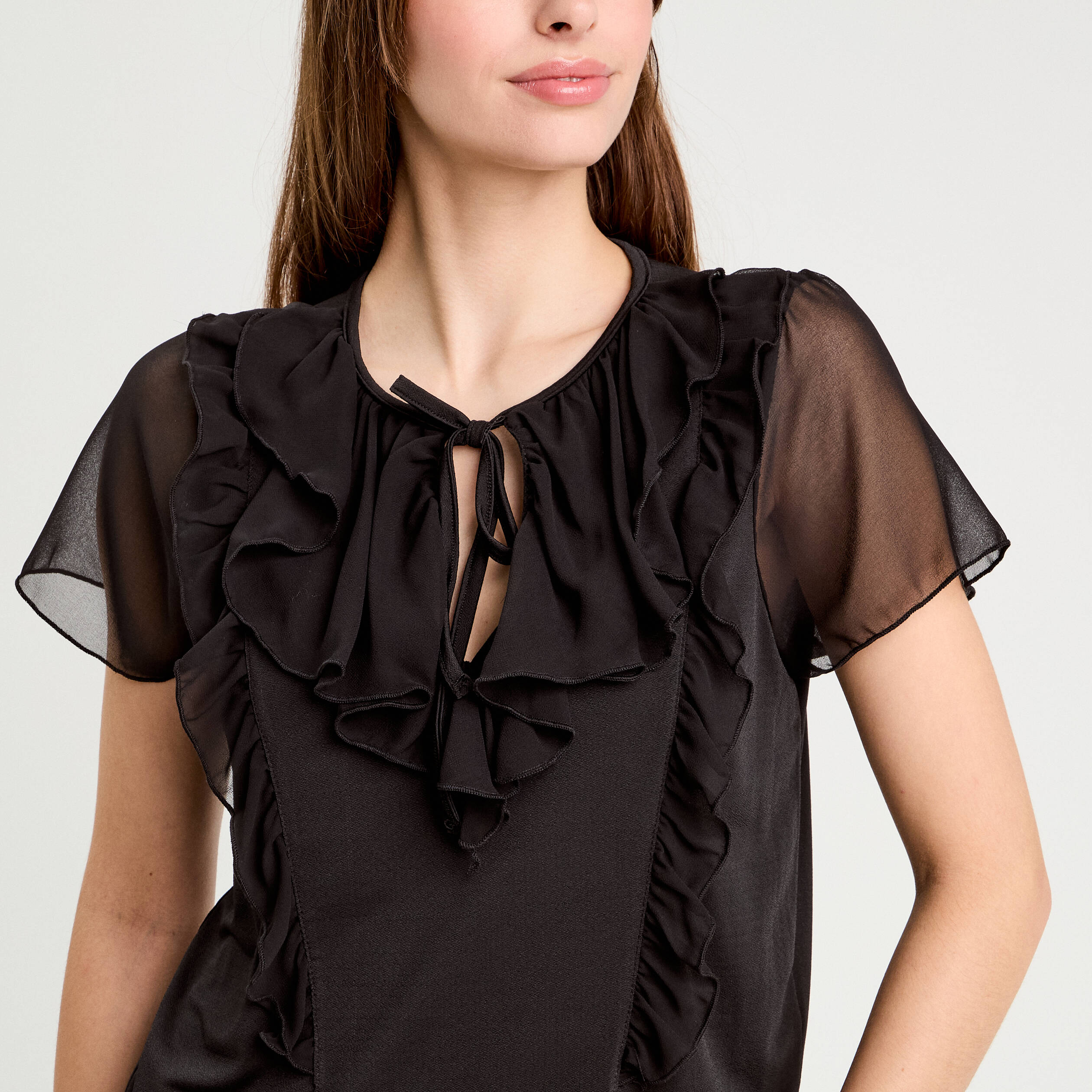 blouse volants noir femme Blouse volants noir femme