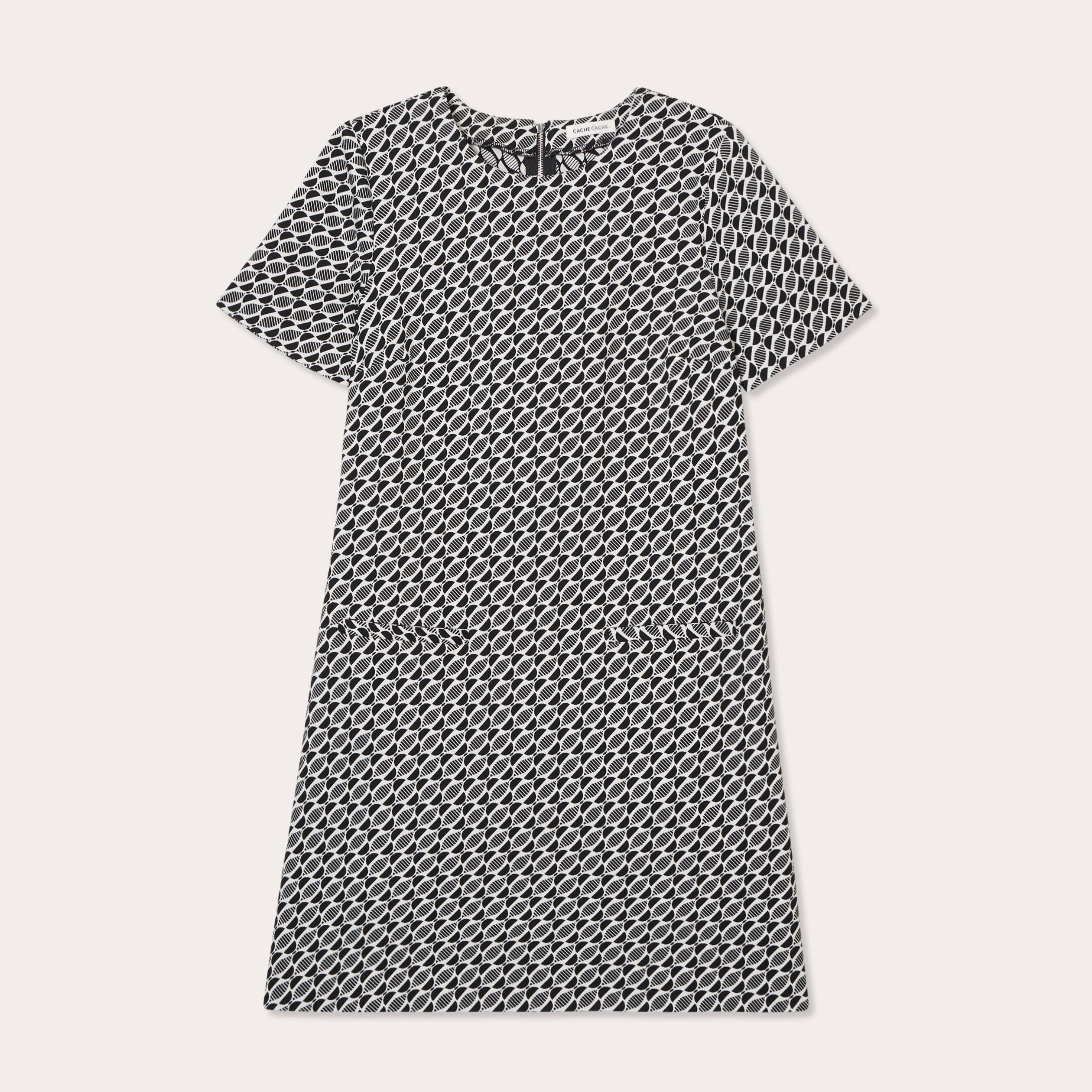 Robe droite manches courtes noir femme