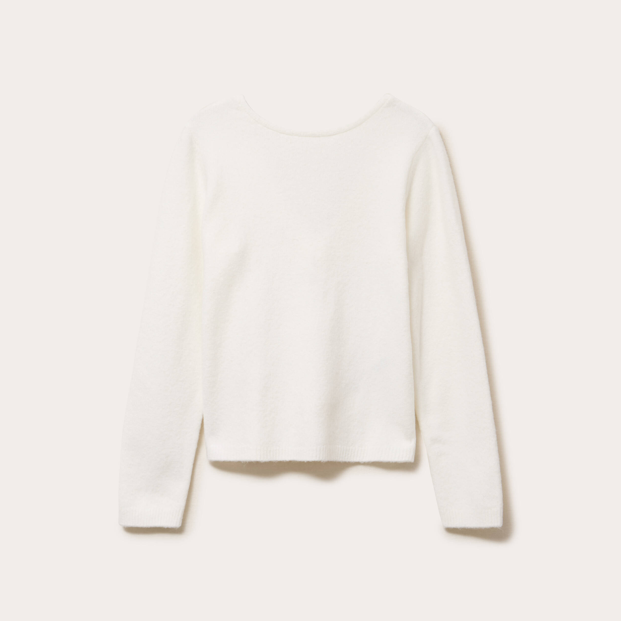 Pull d&eacute;collet&eacute; dos avec fleurs en relief ecru femme