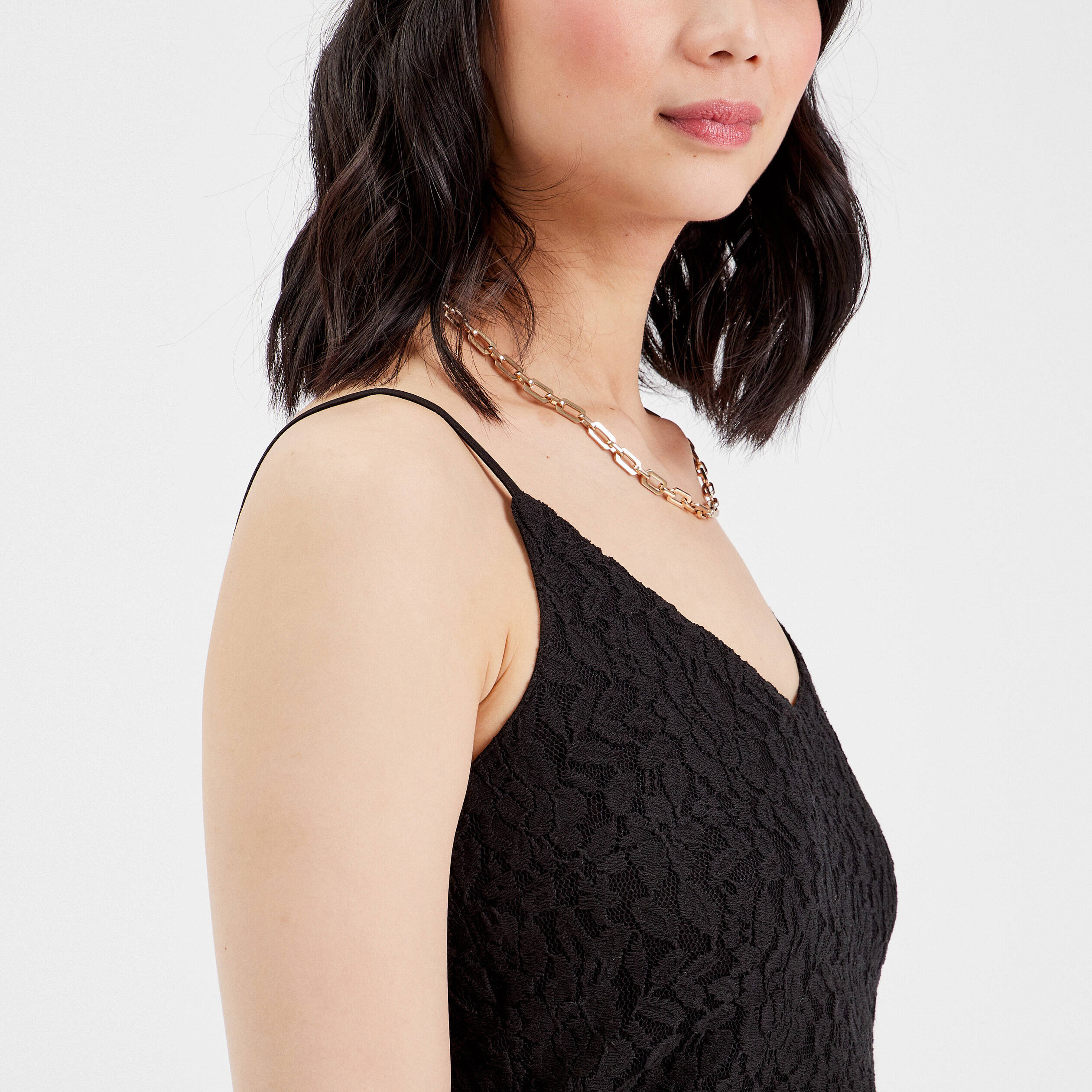 Haut Femme Noir à Paillettes - Débardeur Dentelle Clubwear - Tenue Soirée Décontractée