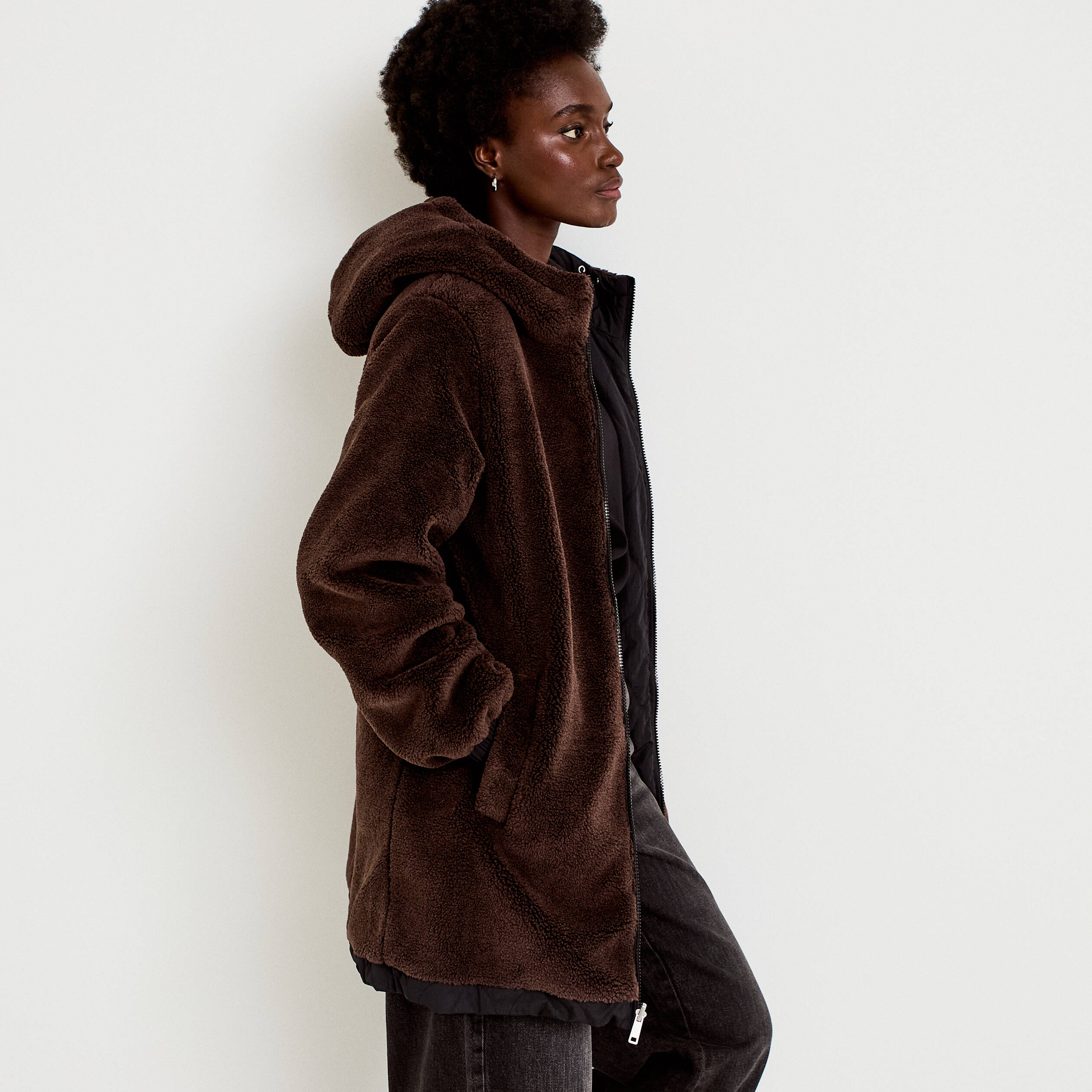 Parka r&eacute;versible effet polaire noir femme